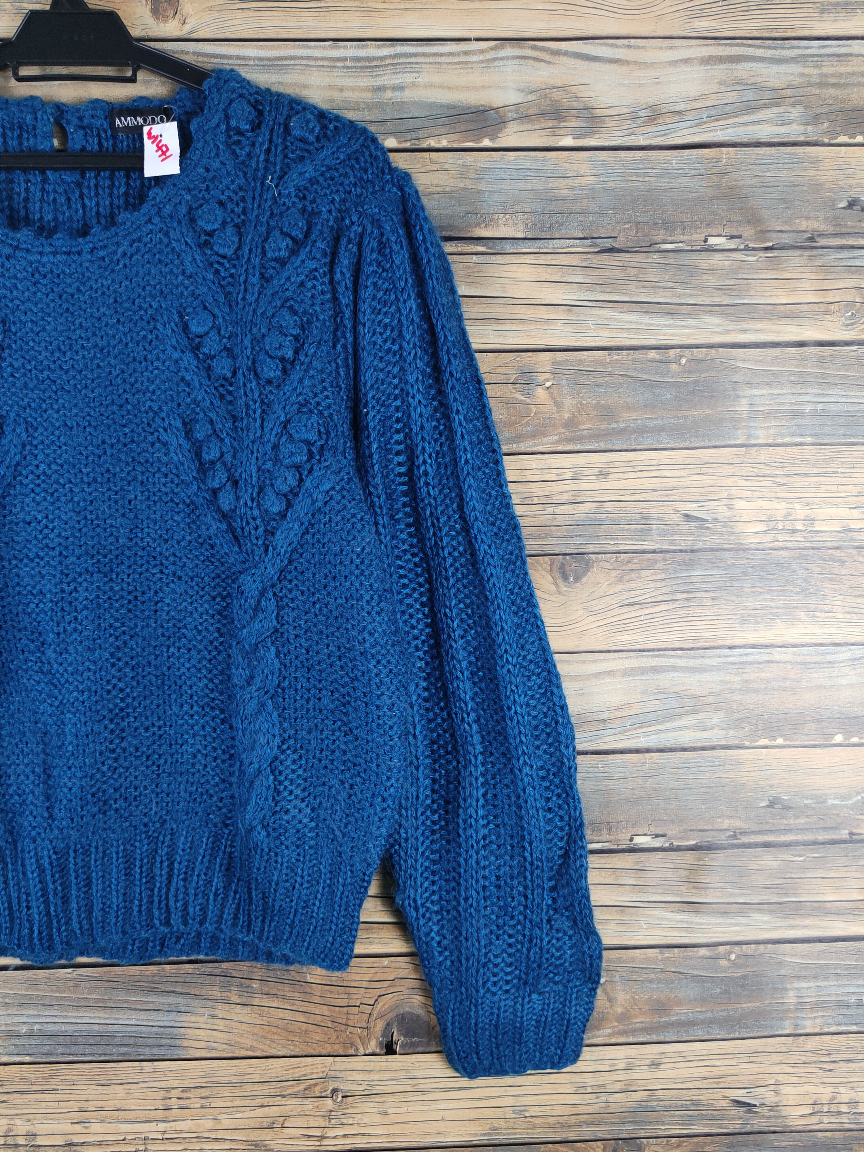 Japanese Brand Ammodo Dark Blue cable Knitwear #W1471 Size US M / EU 48-50 / 2 - 5 Thumbnail