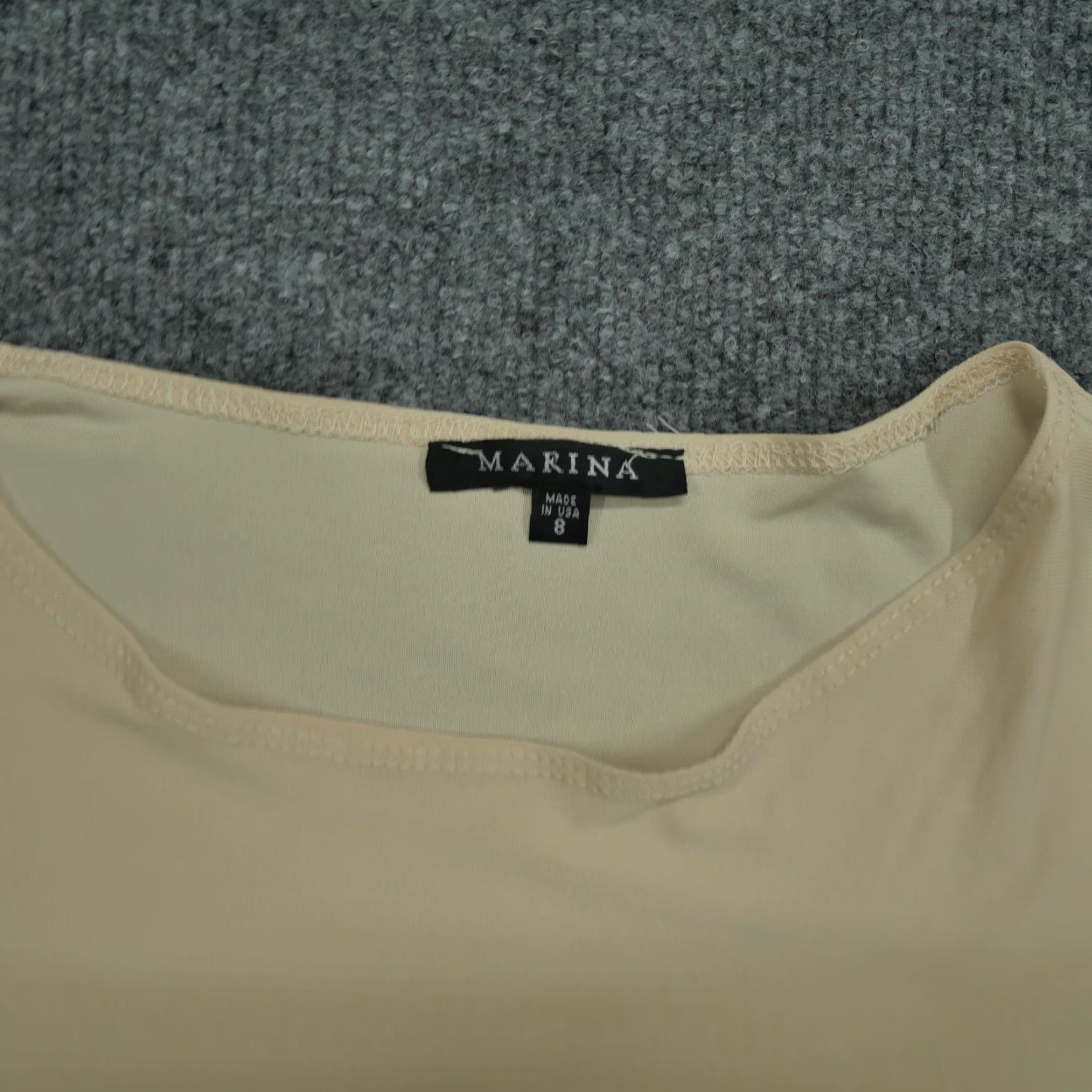 Vintage Marina Shirt Blouse Womens 8 Beige Beaded Long Sleeve Round Neck USA Made Keybeaded? Size M / US 6-8 / IT 42-44 - 5 Thumbnail