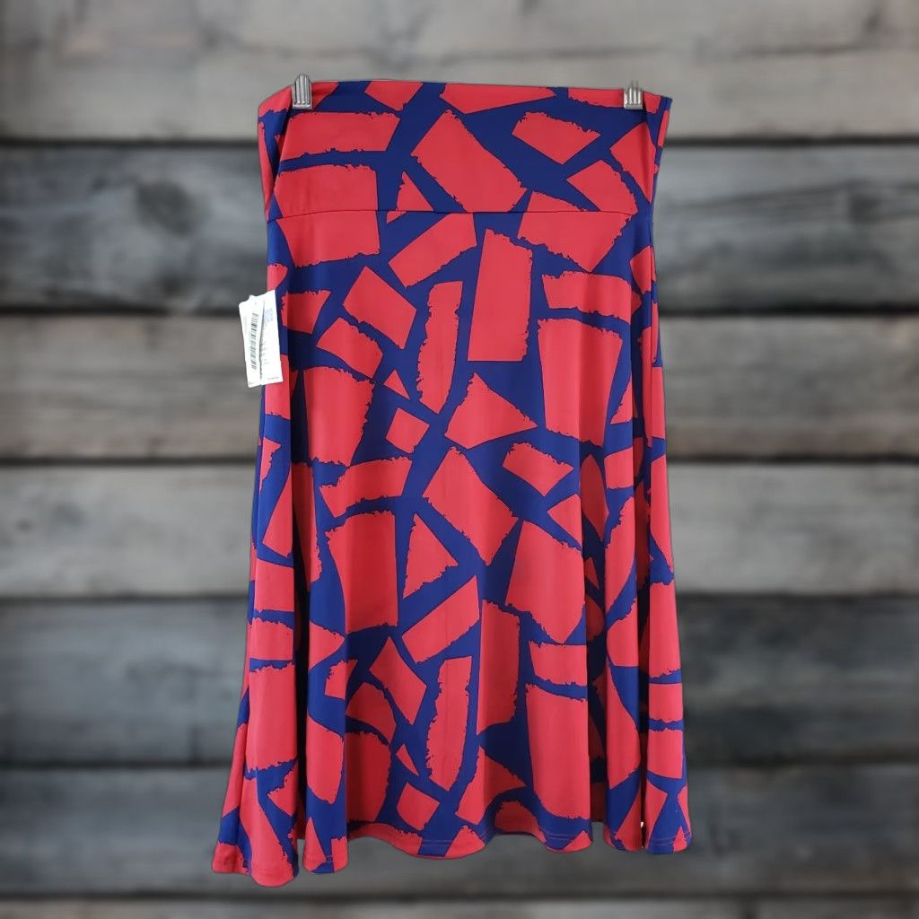 Vintage VINTAGE LuLaRoe Womens Skirt (Azure) Sz Small Red Blue Pull On Knee Length A-Line Polyester Blend Womens Size 28" / US 6 / IT 42 - 1 Thumbnail