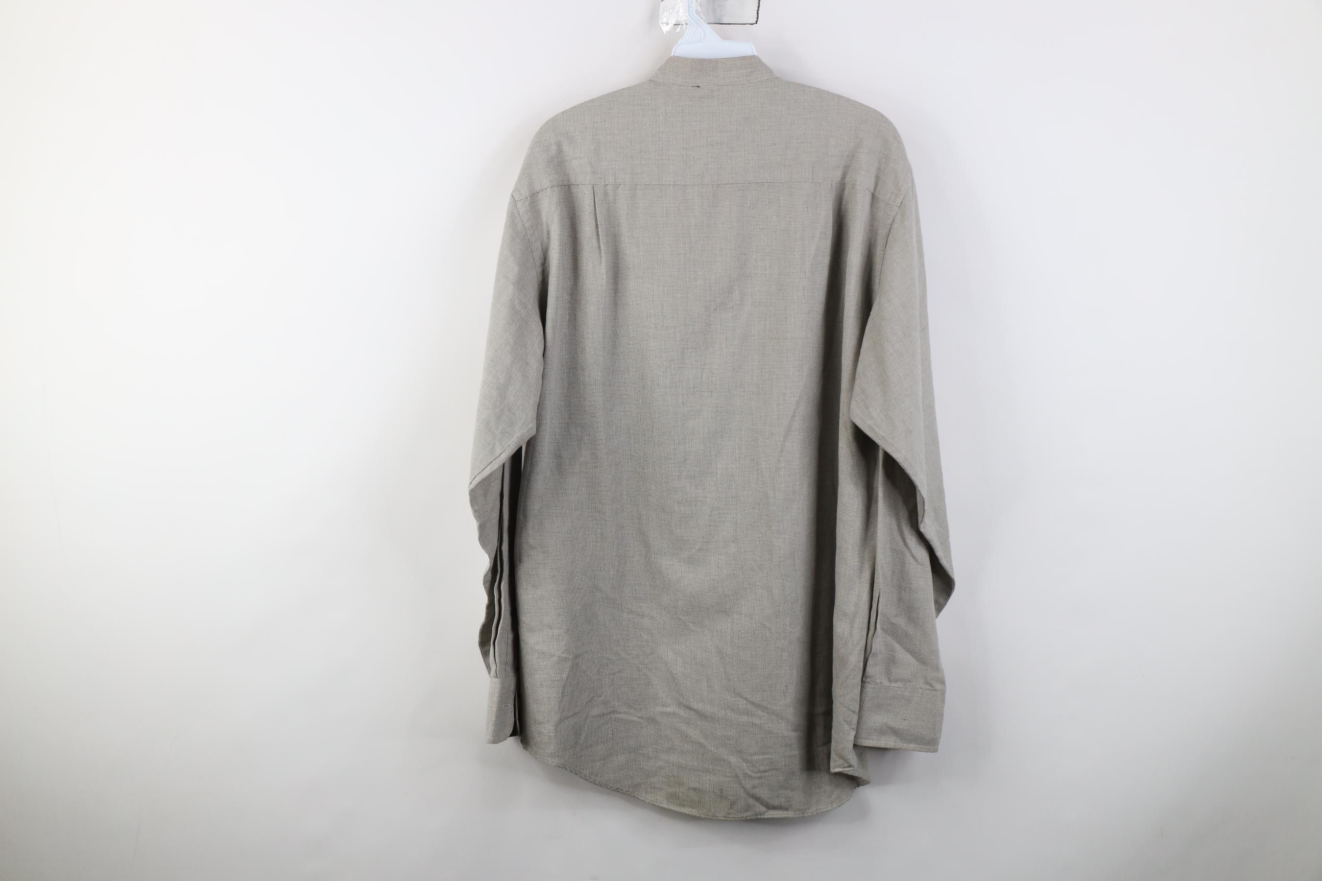 Vintage Vintage 90s Streetwear Band Collar Button Shirt Gray Plaid Size US M / EU 48-50 / 2 - 9 Thumbnail