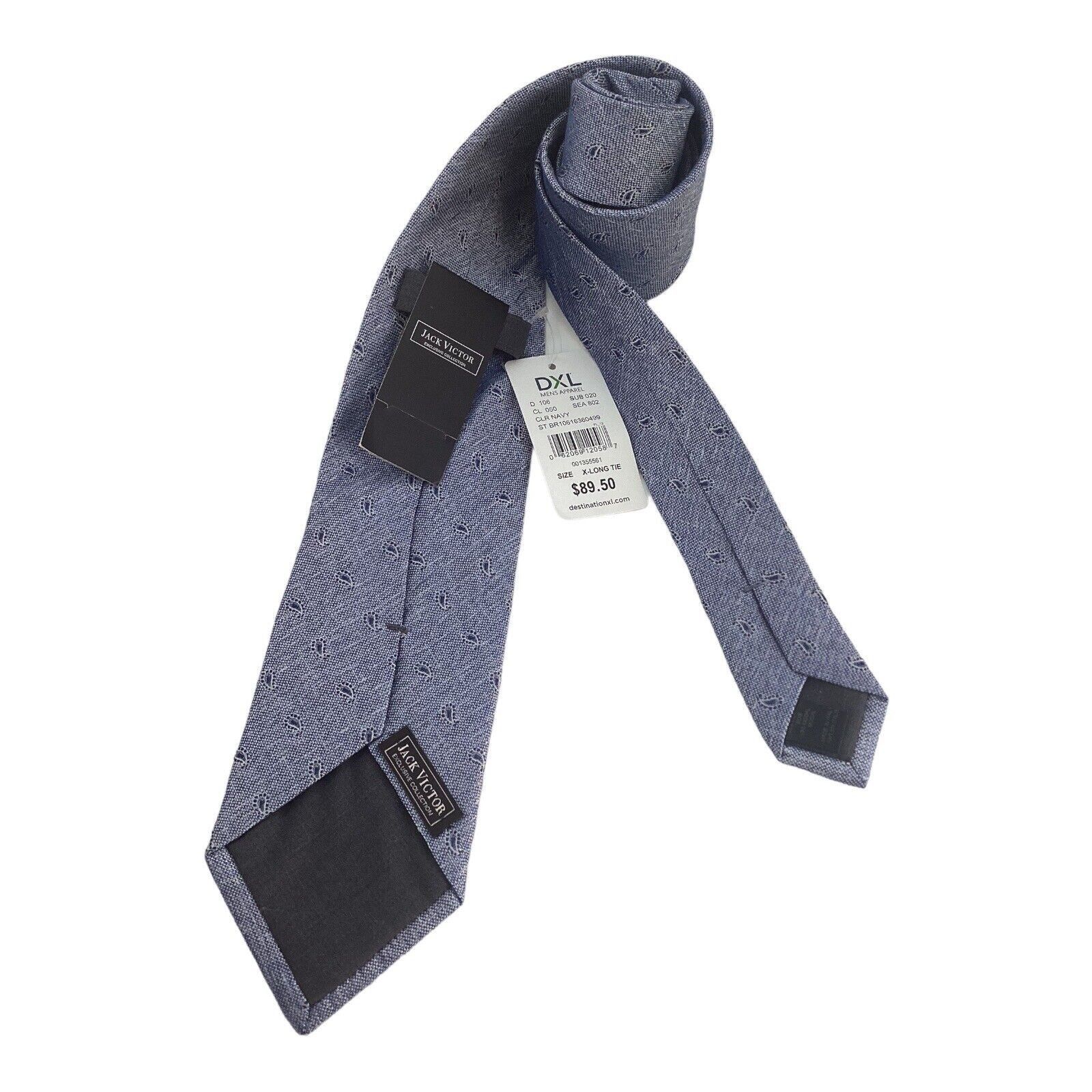 Jack Victor $89.5 JACK VICTOR XL Blue Paisley Luxury Silk Blend Tie Ital Size ONE SIZE - 2 Thumbnail