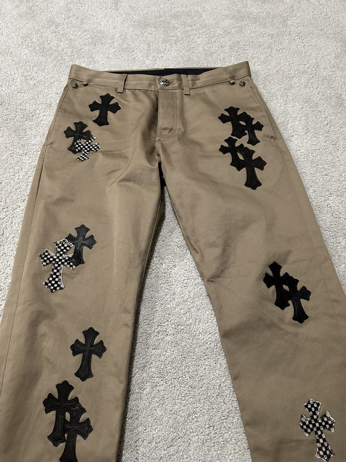 Chrome Hearts Chrome Hearts Tan Black Checkered Cross Patch Chinos Size US 34 / EU 50 - 2 Thumbnail
