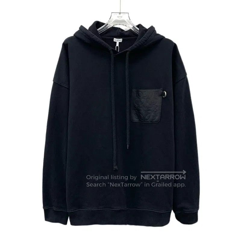 Loewe Loewe Black Logo Leather Branding Hooded Drawstring Long S Size US S / EU 44-46 / 1 - 1 Thumbnail
