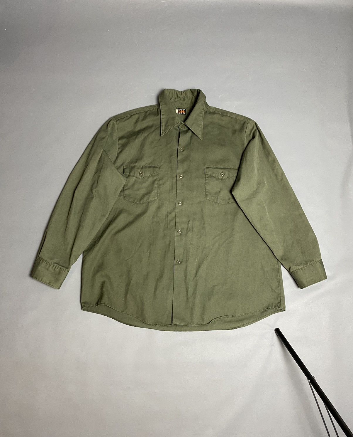 Lee VTG 70s Lee Permanent Press Work Shirt Khaki XL USA Military Size US XL / EU 56 / 4 - 1 Thumbnail