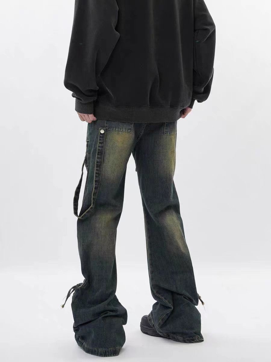 Japanese Brand × Jean Vintage washed distressed micro-flare pleated denim trousers Size US 34 / EU 50 - 3 Thumbnail