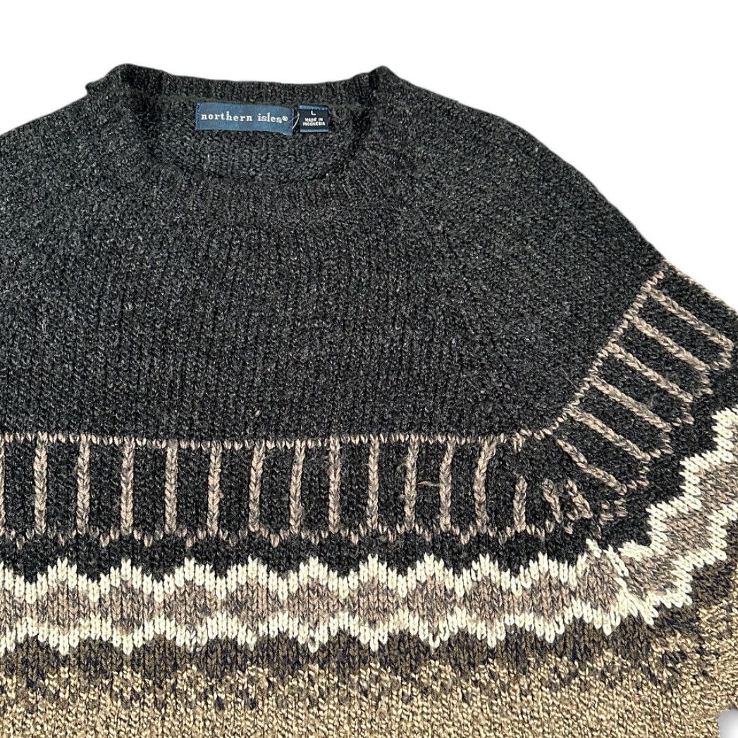 Vintage VINTAGE Northern Isles Sweater Womens LARGE Brown Gray Nordic Fair Isle Raglan Y2K Size L / US 10 / IT 46 - 2 Thumbnail