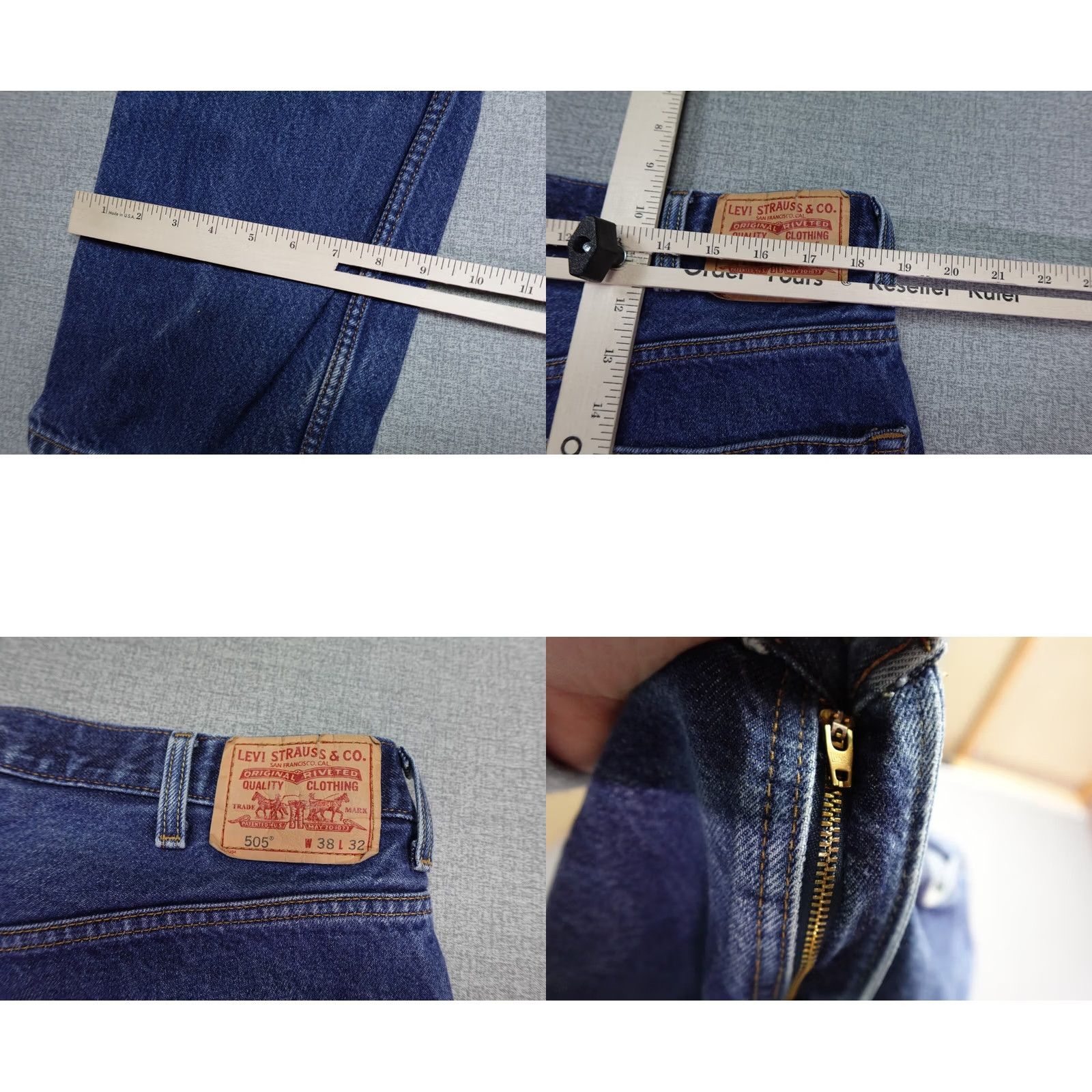 Levi's Levi's 505 Jeans Mens 38x32 Blue Regular Fit Western Cowboy Rancher Dark Wash Size US 38 / EU 54 - 8 Thumbnail