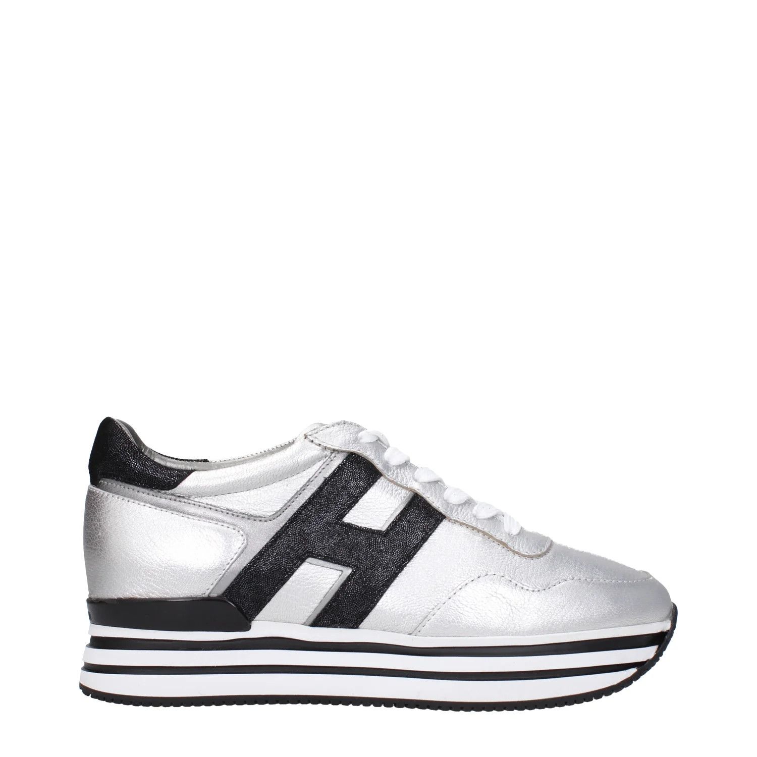 Hogan ob1o1e1124 Leather Sneakers in Silver Black Size US 9.5 / IT 39.5 - 1 Thumbnail