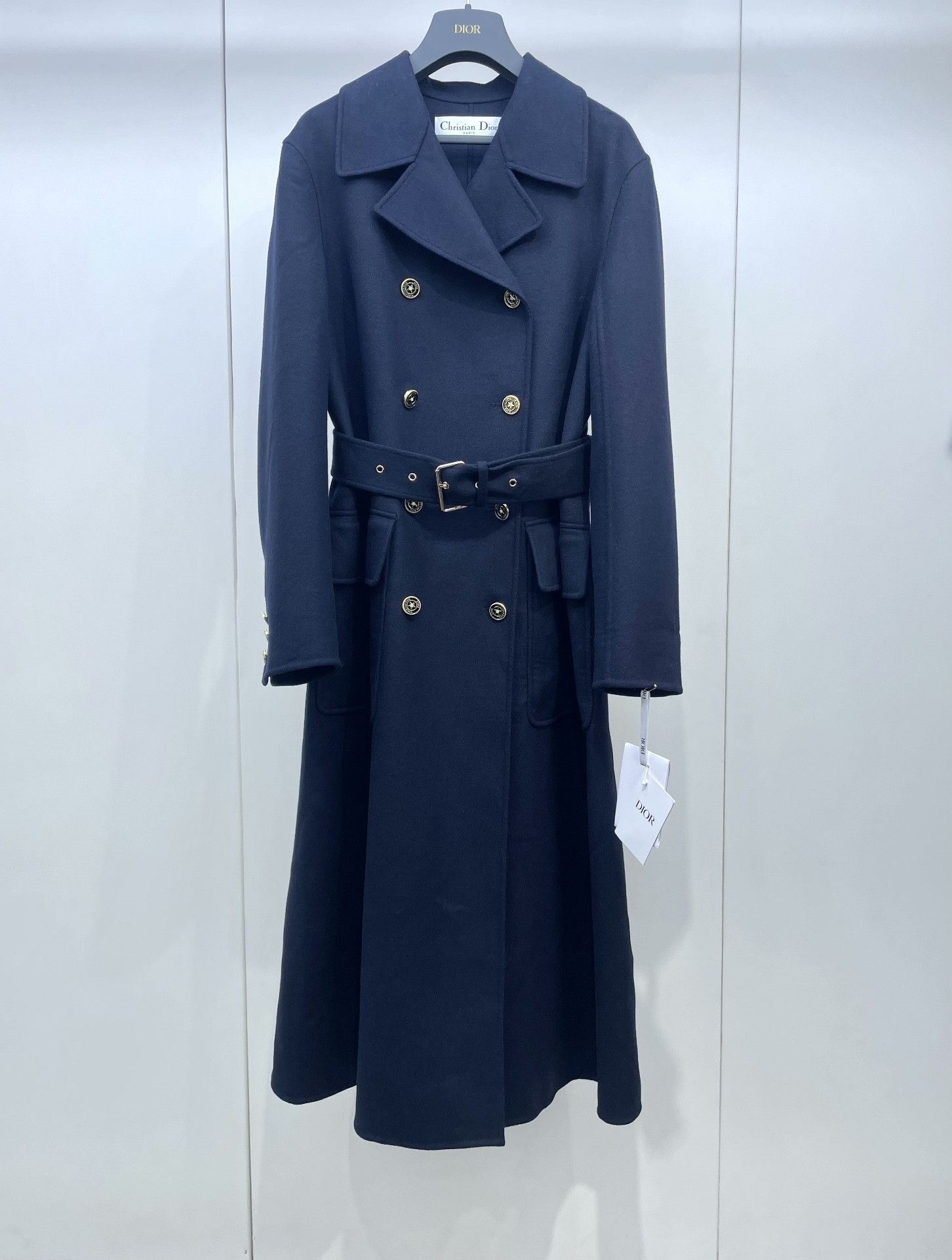 Dior Dior Navy Double-Breasted Wool Coat Size XXS / US 00 / IT 34 - 1 Thumbnail