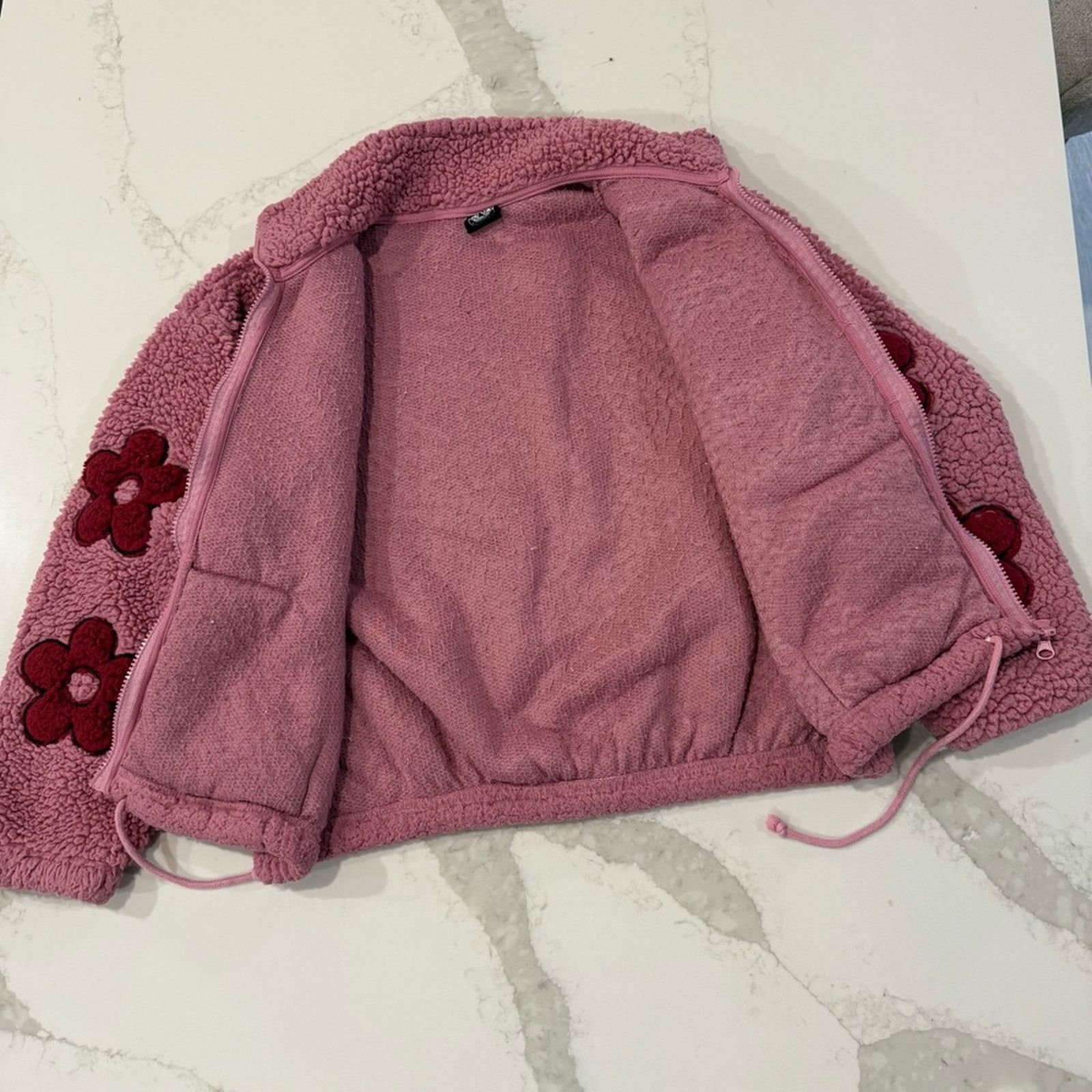 Pacsun PacSun Full Zip Flower Teddy Sherpa Jacket Women's Size XS Size XS / US 0-2 / IT 36-38 - 4 Thumbnail