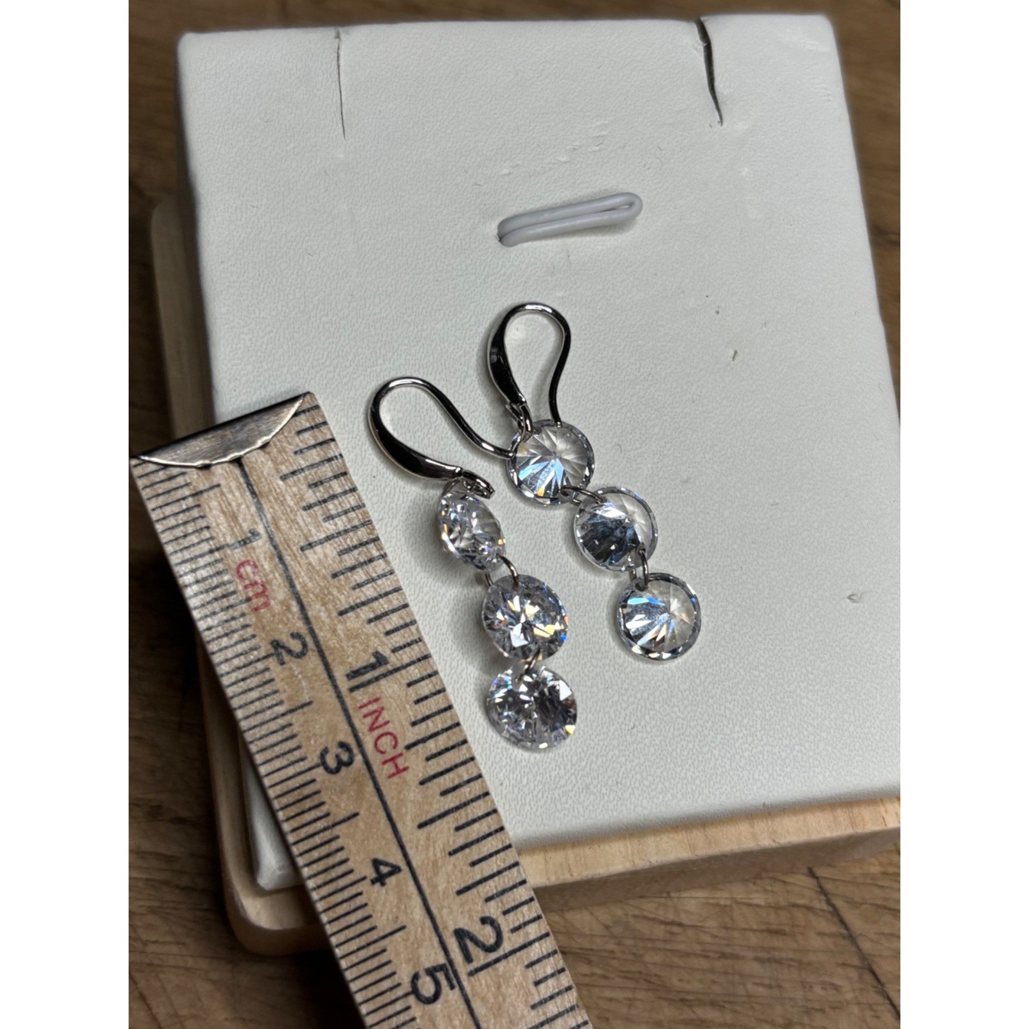 Other Sterling Silver Cubic Zirconia Drop Earrings Size ONE SIZE - 2 Thumbnail