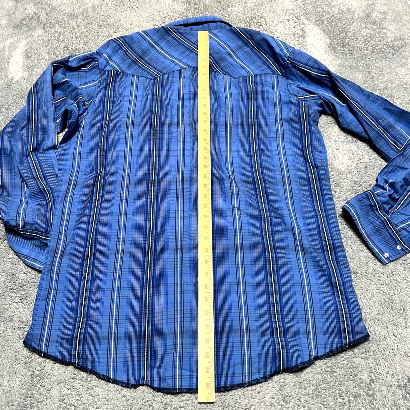 Wrangler VINTAGE Wrangler Shirt Mens XXL Tall Blue Pearl Snap Plaid Western Long Sleeve Size US XXL / EU 58 / 5 - 6 Thumbnail
