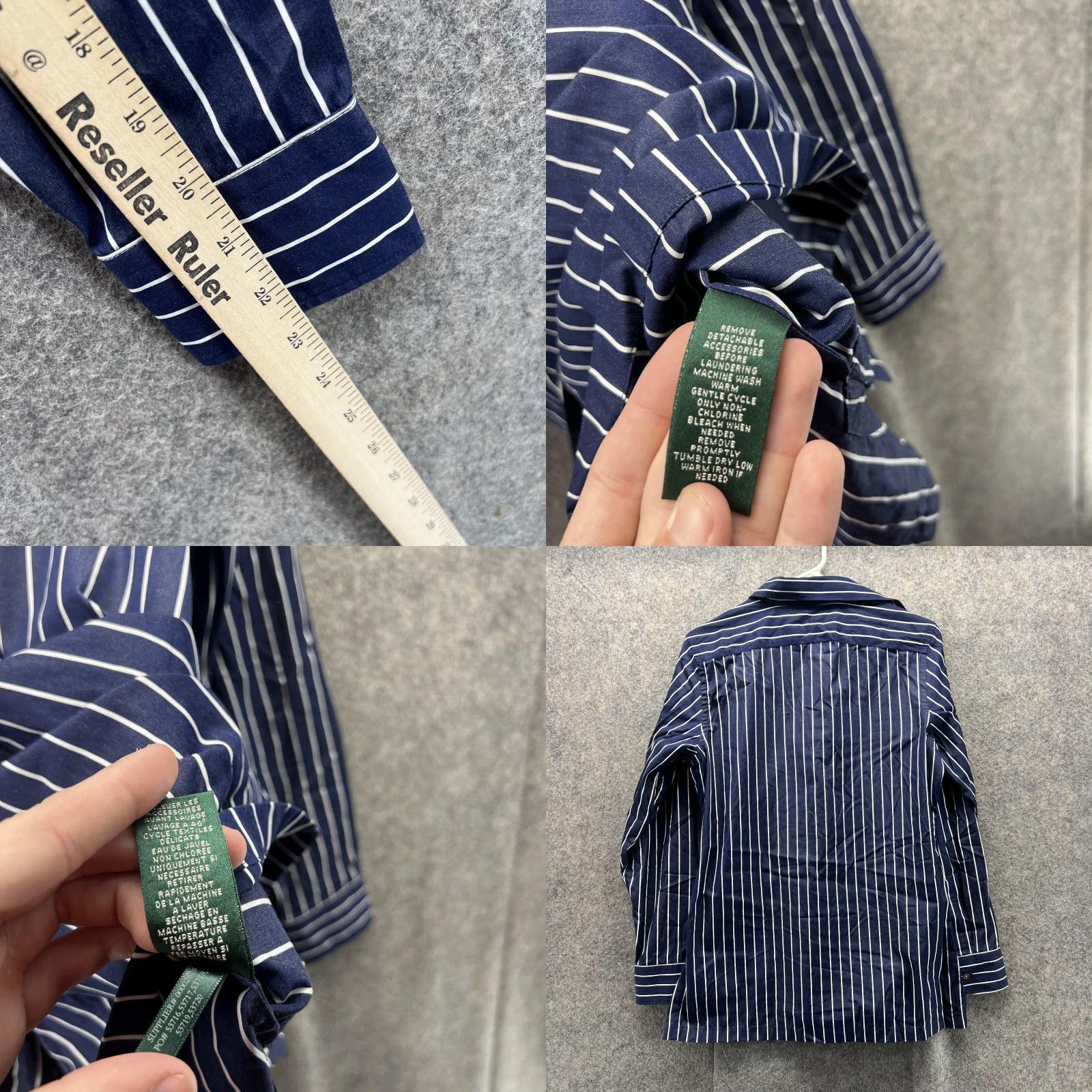 Ralph Lauren VINTAGE? No. Lauren Ralph Lauren Shirt Women Small Blue White Striped Long Sleeve Collared Pullover Casual Shirt Size S / US 4 / IT 40 - 8 Thumbnail