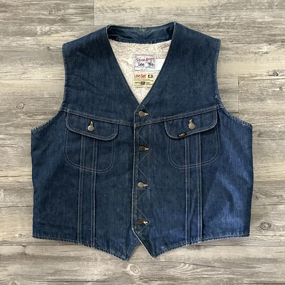 Lee Vintage 70s Lee Storm Rider Sherpa Denim Vest Size US XL / EU 56 / 4 - 1 Thumbnail