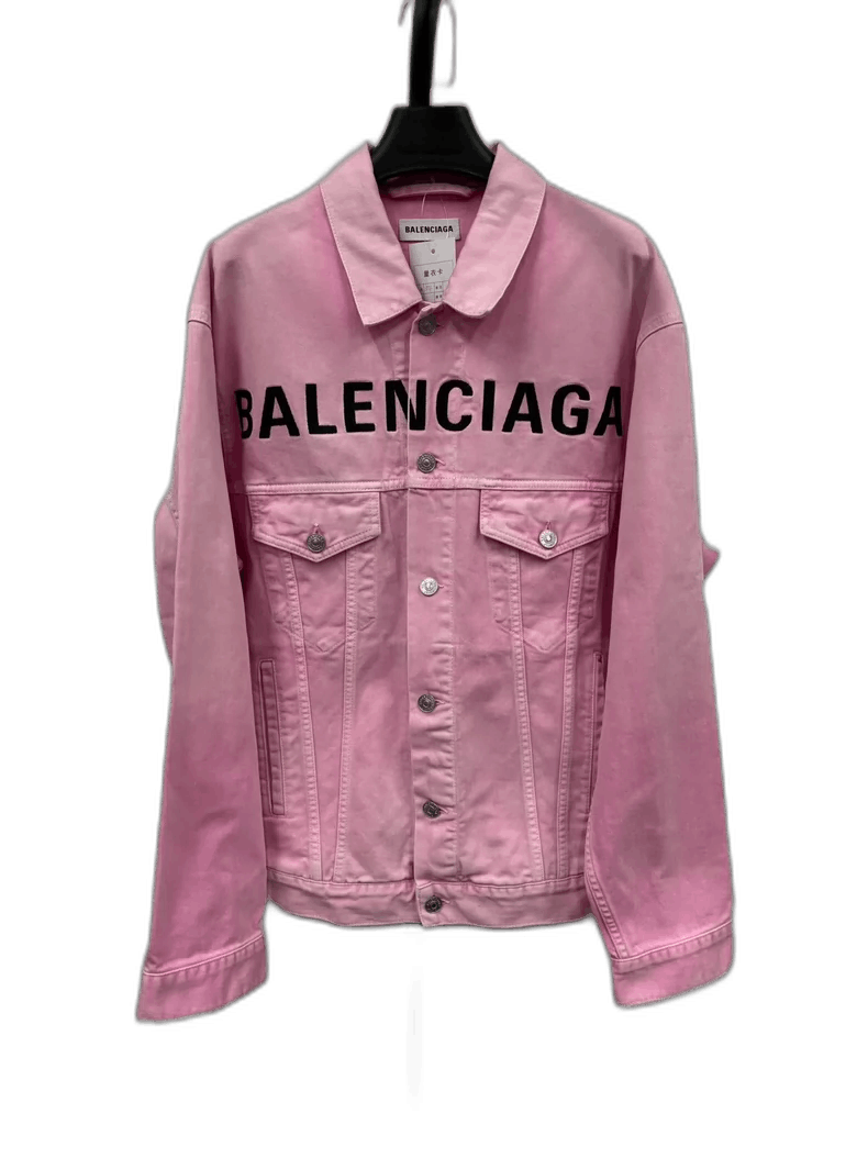 Balenciaga Balenciaga Pink Logo Denim Jacket for Valentine's Day Size S / US 4 / IT 40 - 1 Thumbnail
