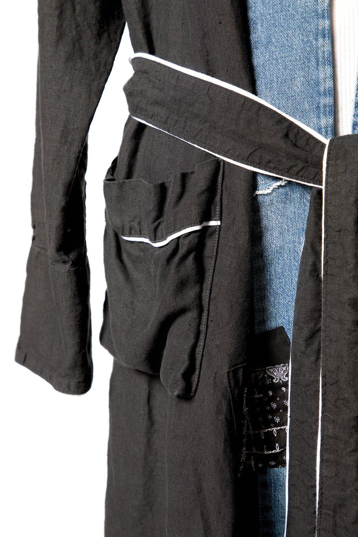 Greg Lauren $1995 Greg Lauren Black Linen Robe GL1 Size US M / EU 48-50 / 2 - 6 Thumbnail