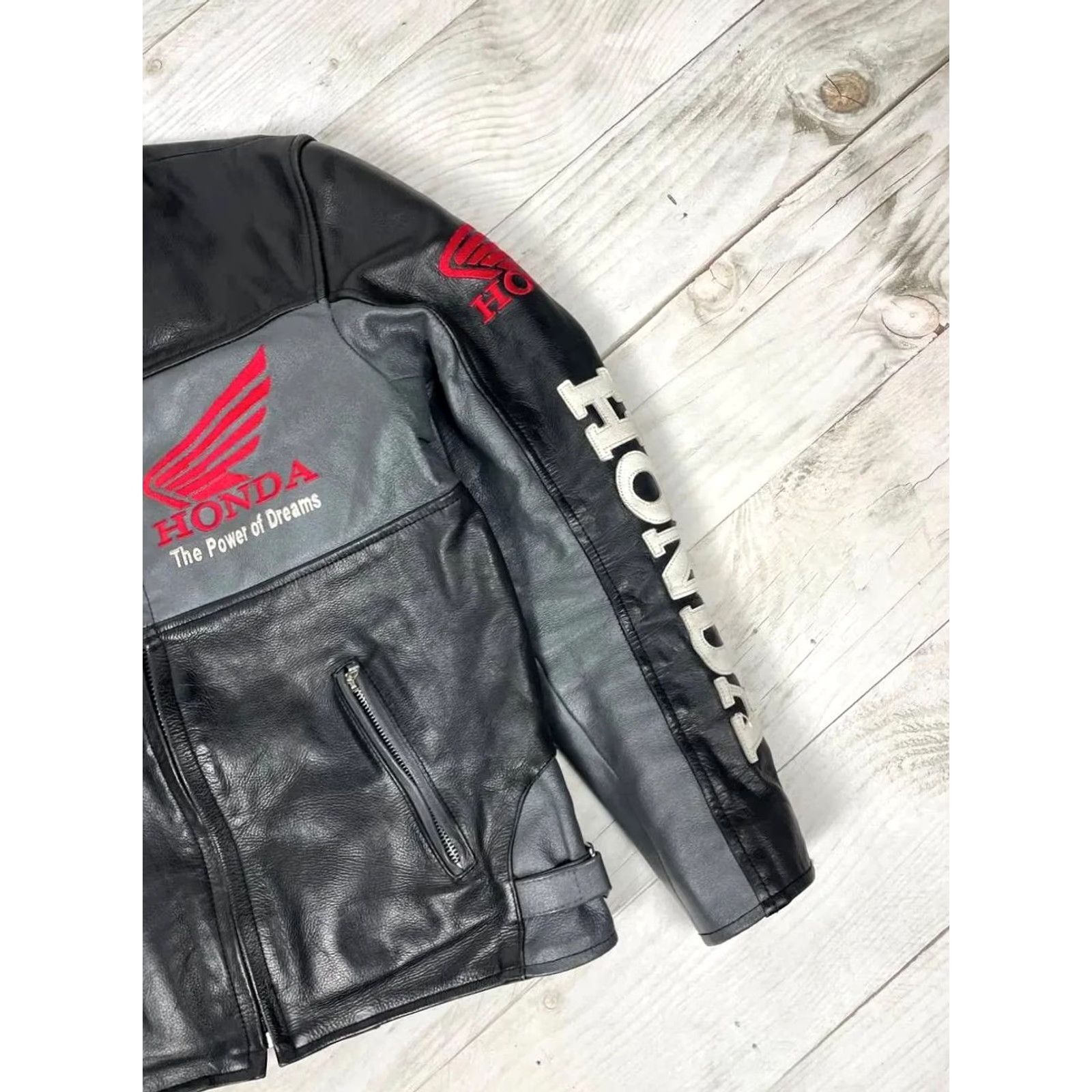 Honda VINTAGE Honda Racing Leather Motorcycle Jacket Moto Men XS Black Jacket Size US XS / EU 42 / 0 - 4 Thumbnail