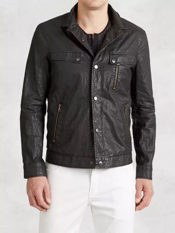 Coated Linen Moto jacket. 36