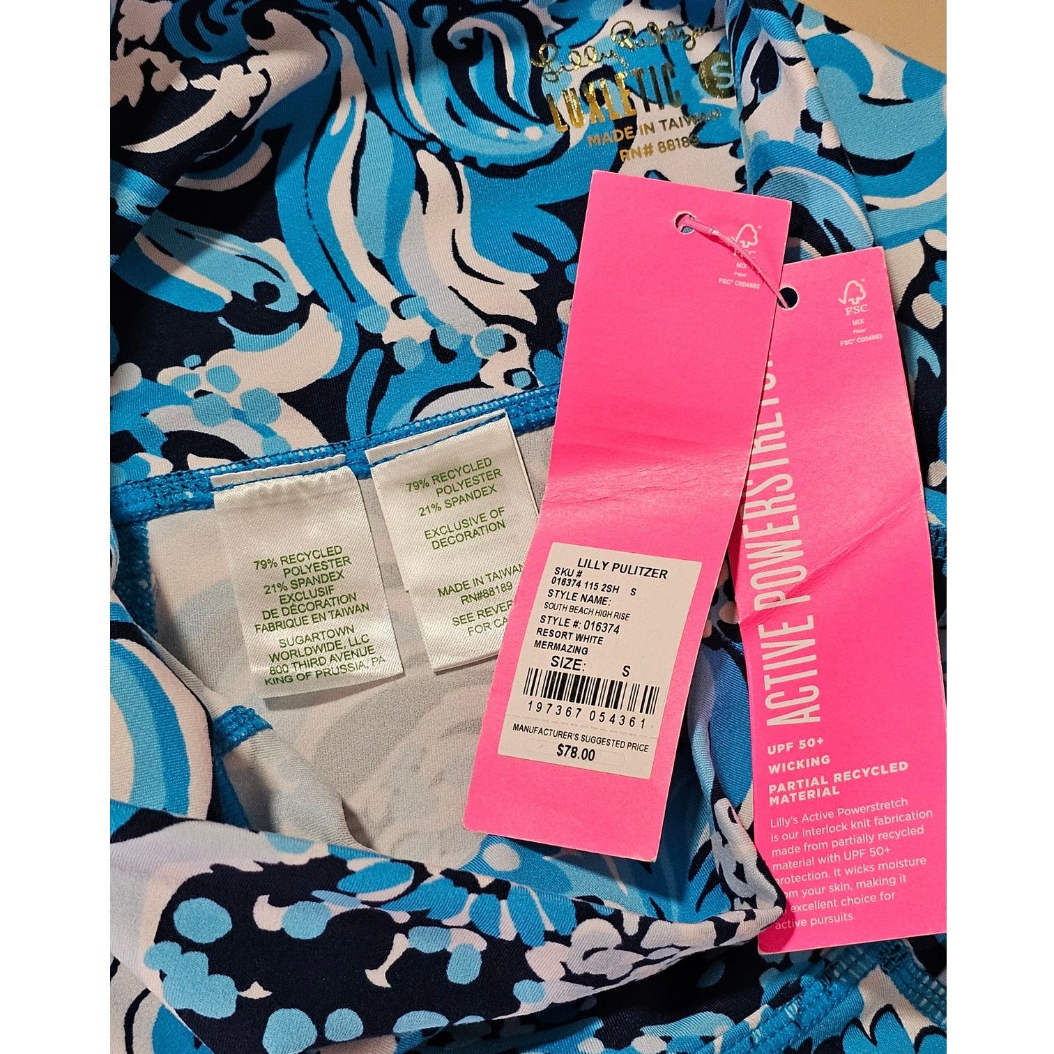 Lilly Pulitzer New Lilly Pulitzer LUXLETIC South Beach Mermazing Shorts S Size 25" / US 0 / IT 36 - 7 Thumbnail