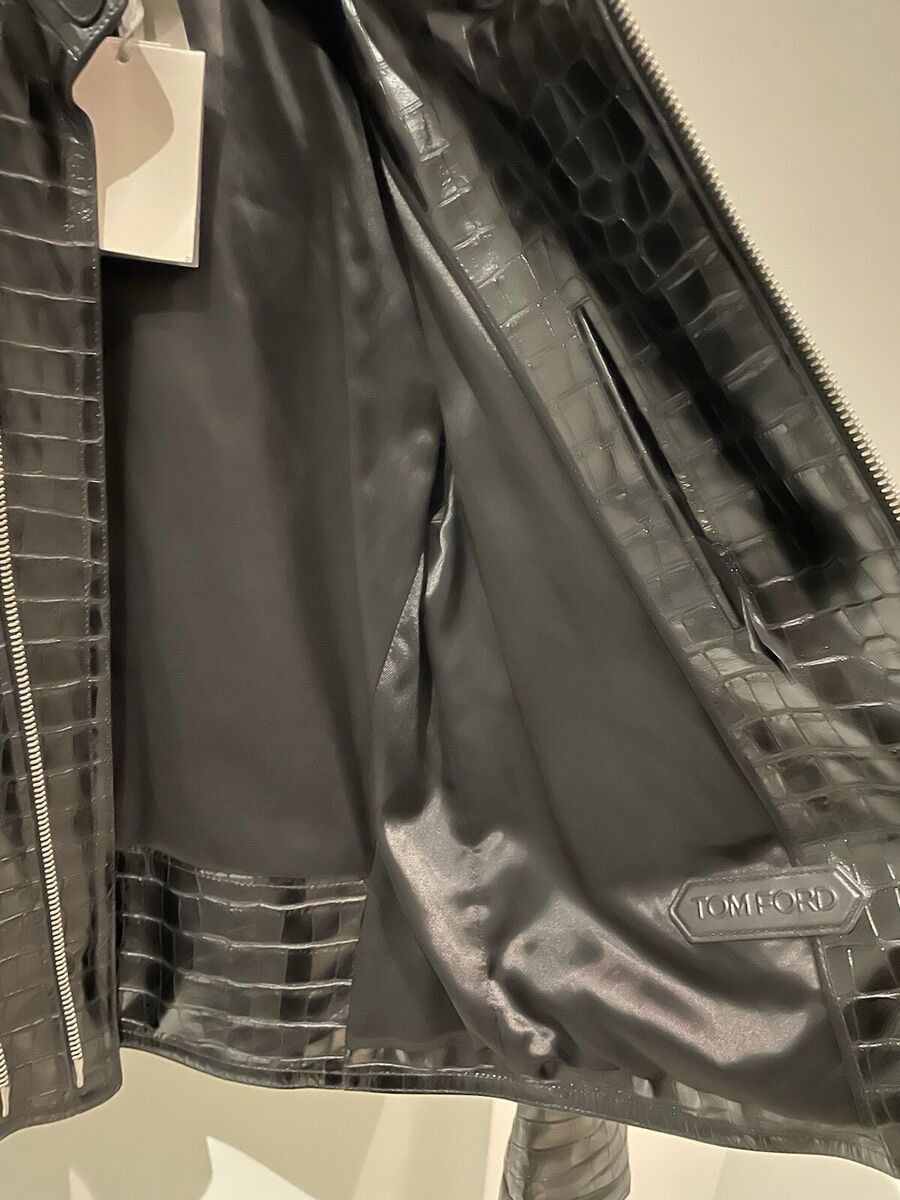 Tom Ford 📍10K VALUE📍Crocodile Print Leather Biker Fight Jacket Size US M / EU 48-50 / 2 - 2 Thumbnail