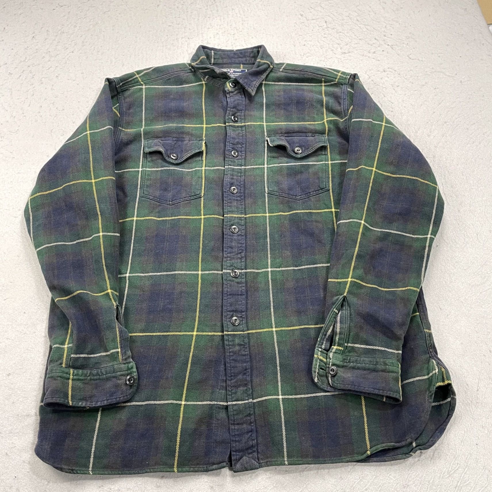 Vintage VINTAGE Polo Sport Ralph Lauren Shirt Mens M Green Blue Plaid Flannel 90s Polo Sport Shirt Mens M Green Blue Plaid 90s Size US M / EU 48-50 / 2 - 2 Thumbnail
