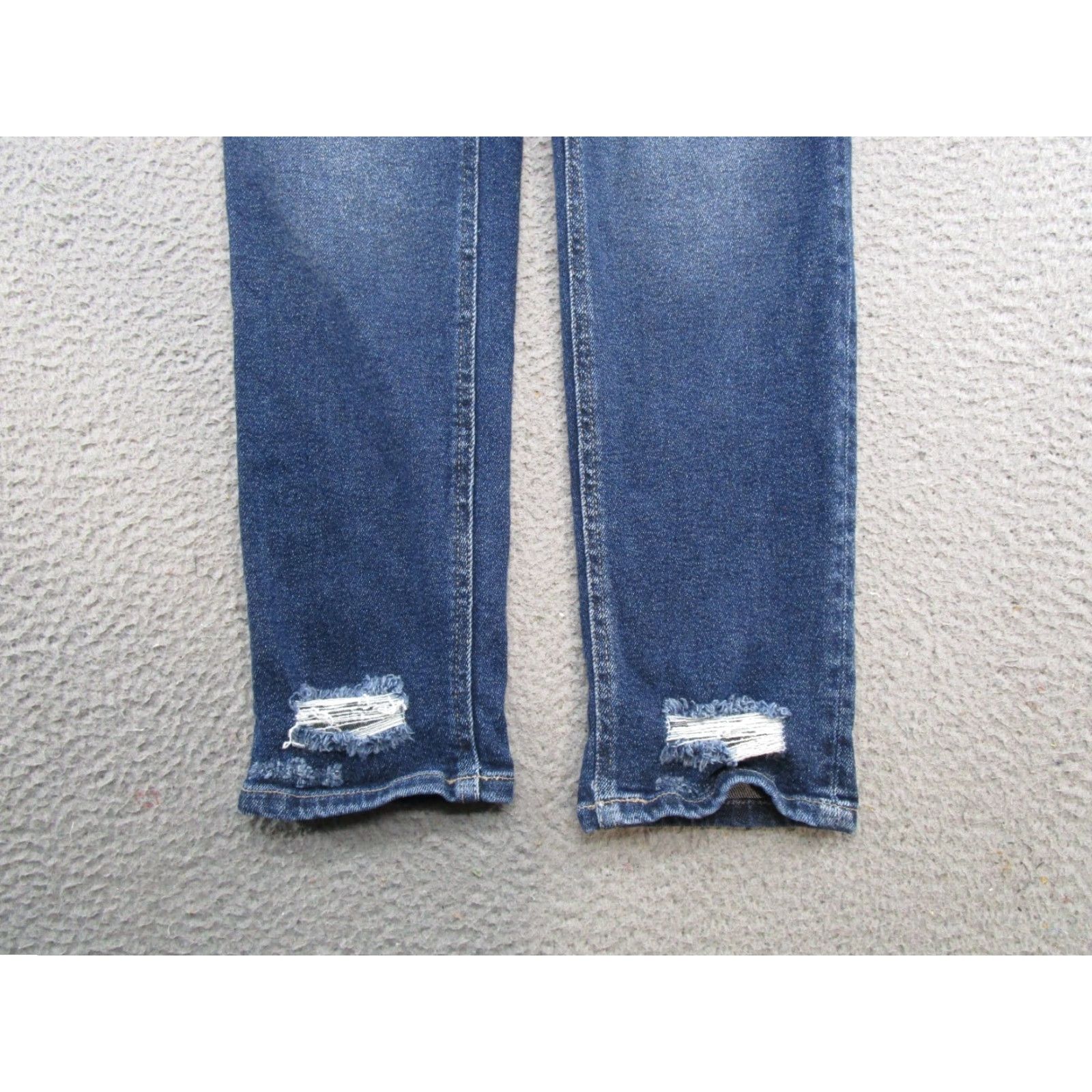 Vintage Kancan Maurices Women's Blue Distressed Denim Straight Leg Jeans Size 23 Size 40" / US 18 - 2 Thumbnail