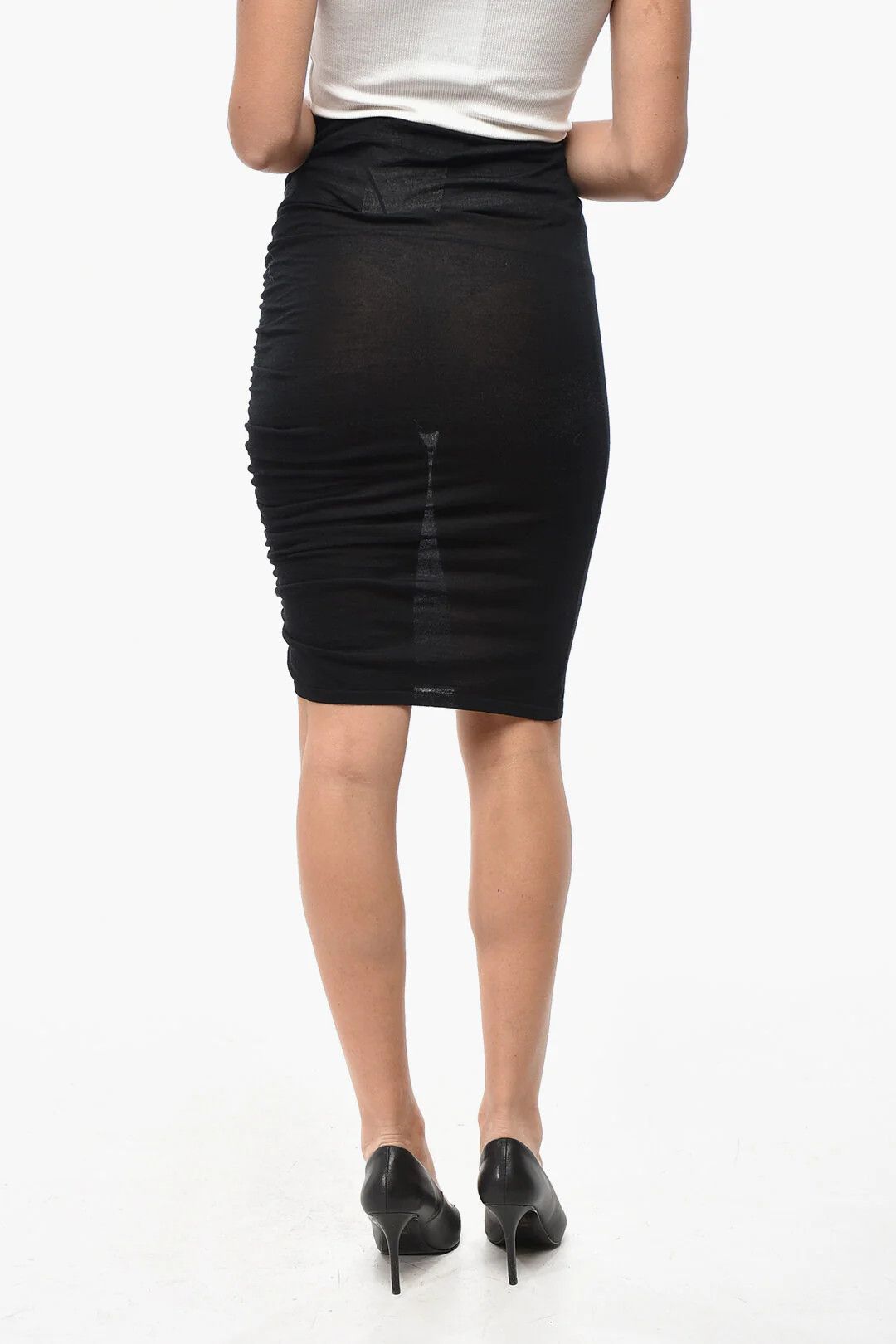 Isabel Marant og1mm0326 Mohair Draped Midi Skirt in Black Size 27" / US 4 / IT 40 - 2 Thumbnail