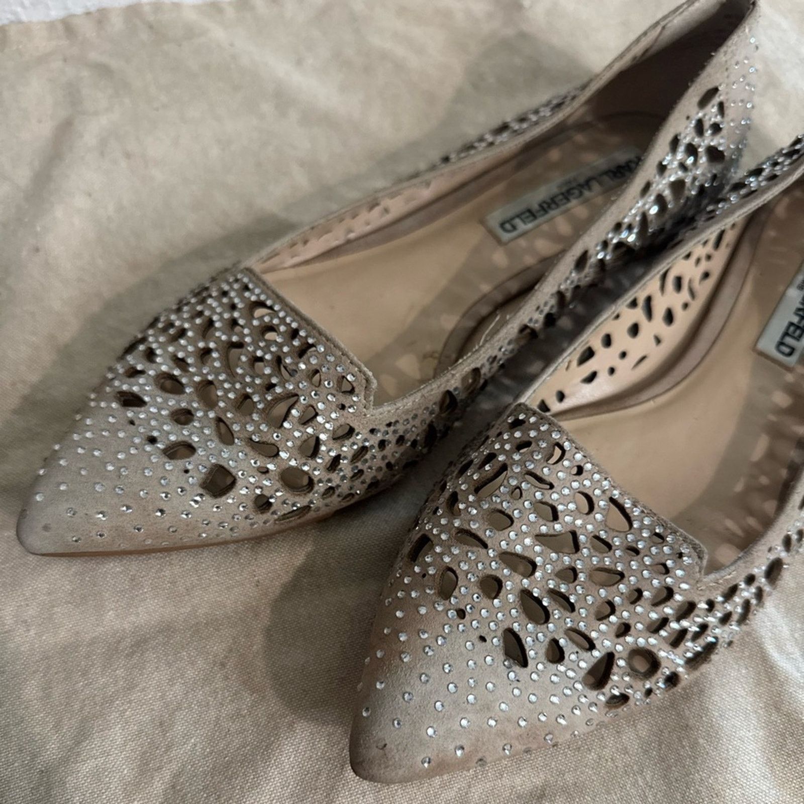 Karl Lagerfeld KARL LAGERFELD Paris: The Nina Diamond Studded Slip-On Flats Size US 7 / IT 37 - 4 Thumbnail
