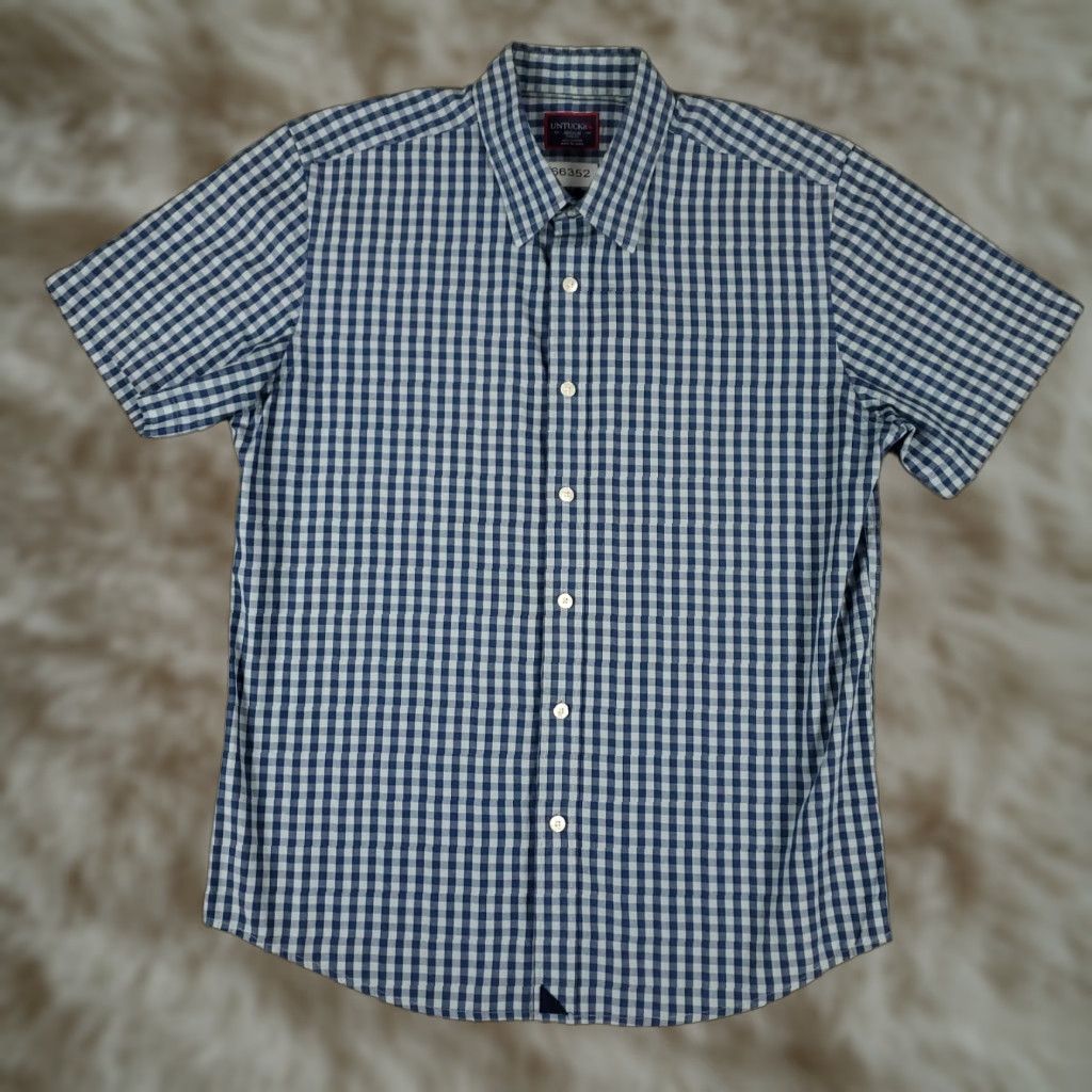 UNTUCKit UNTUCKit Shirt Mens Medium Blue Check Slim Fit Button Up Short Sleeve Size US M / EU 48-50 / 2 - 1 Thumbnail