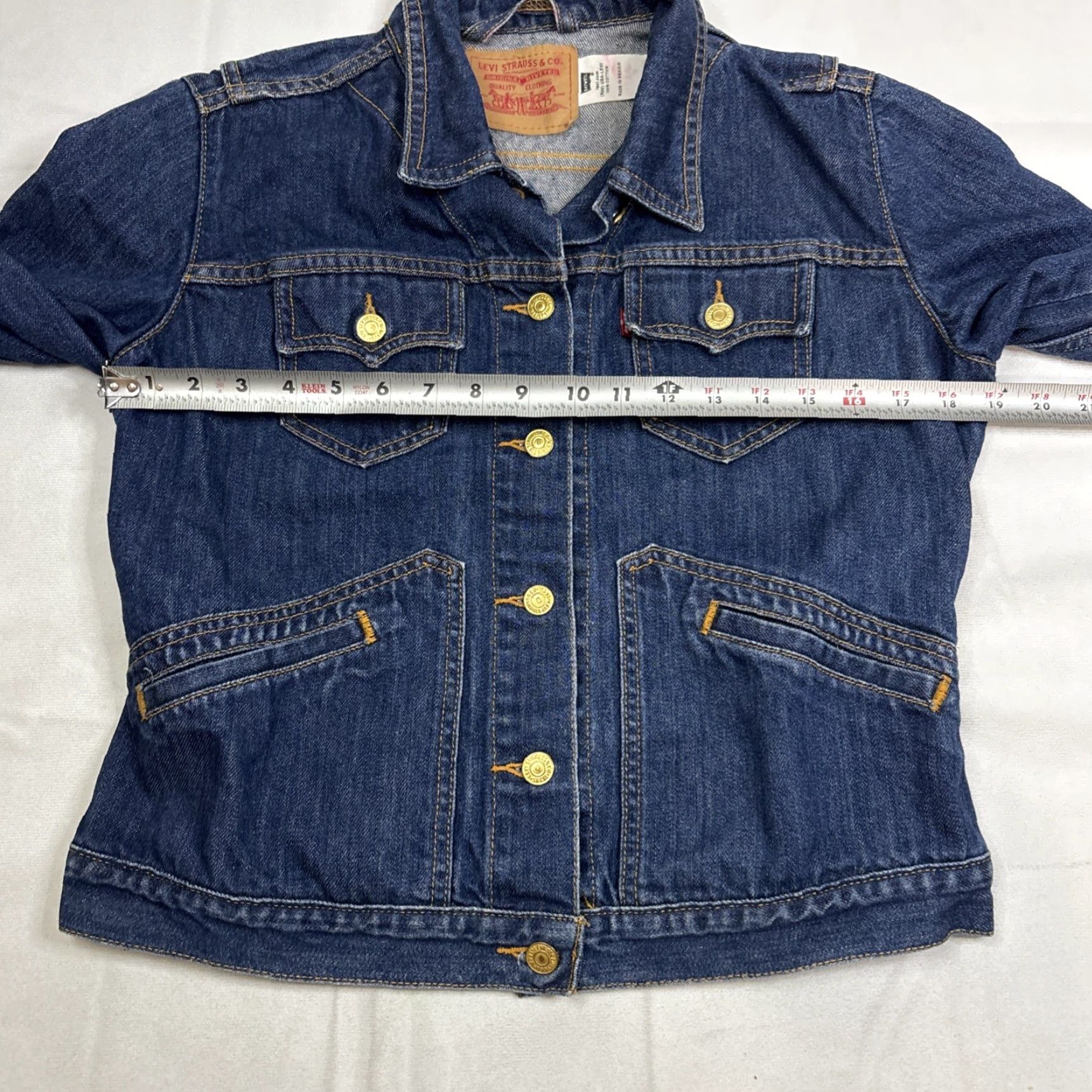Levi's Levi's Denim Dark Wash Jean Jacket Large Juniors Made In Mexico Womens Jacket Blue Cotton Denim Regular Size Large Size 36" / US 14 / IT 50 - 5 Thumbnail