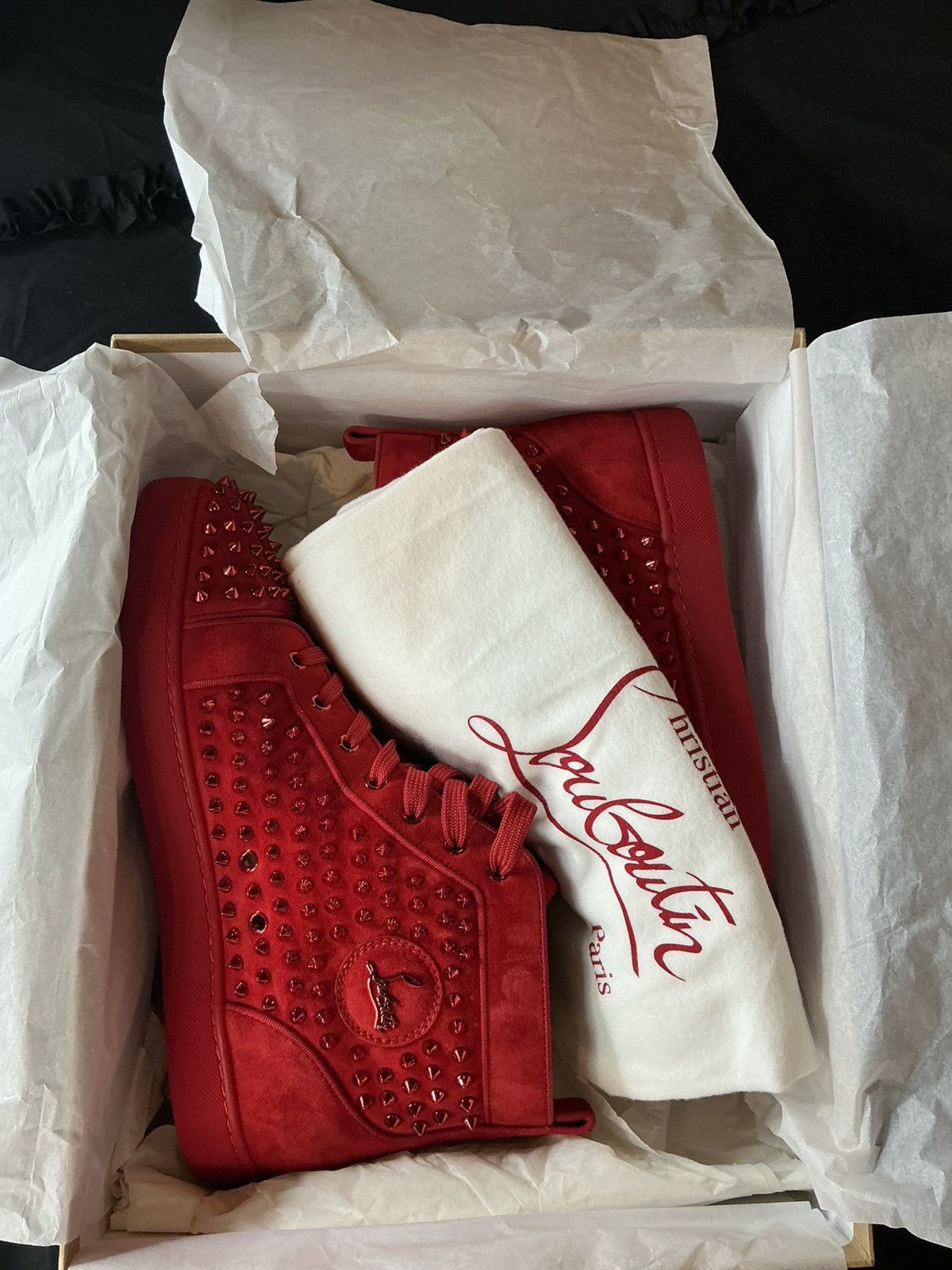 Christian Louboutin Christian Louboutin Louis Orlato Spiked Sneaker — Loubi Red Size US 12 / EU 45 - 4 Thumbnail