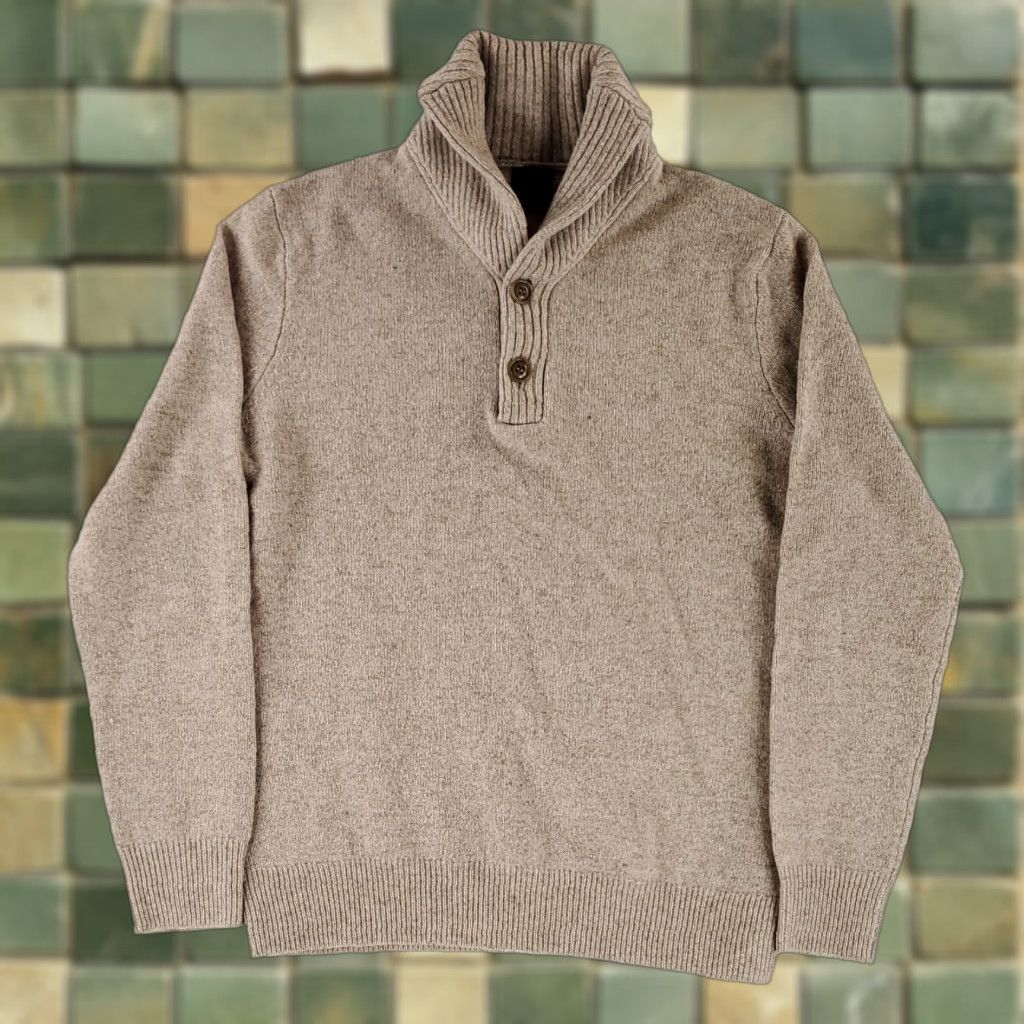 J.Crew J.CREW Sweater Shawl Collar Beige 100% Lambs Wool Mens M Size US M / EU 48-50 / 2 - 1 Thumbnail