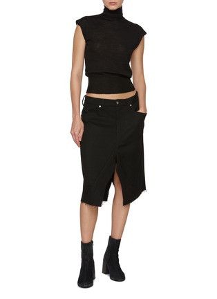 Rick Owens o1y0126 Denim Mini Skirt in Black Size 29" - 2 Thumbnail