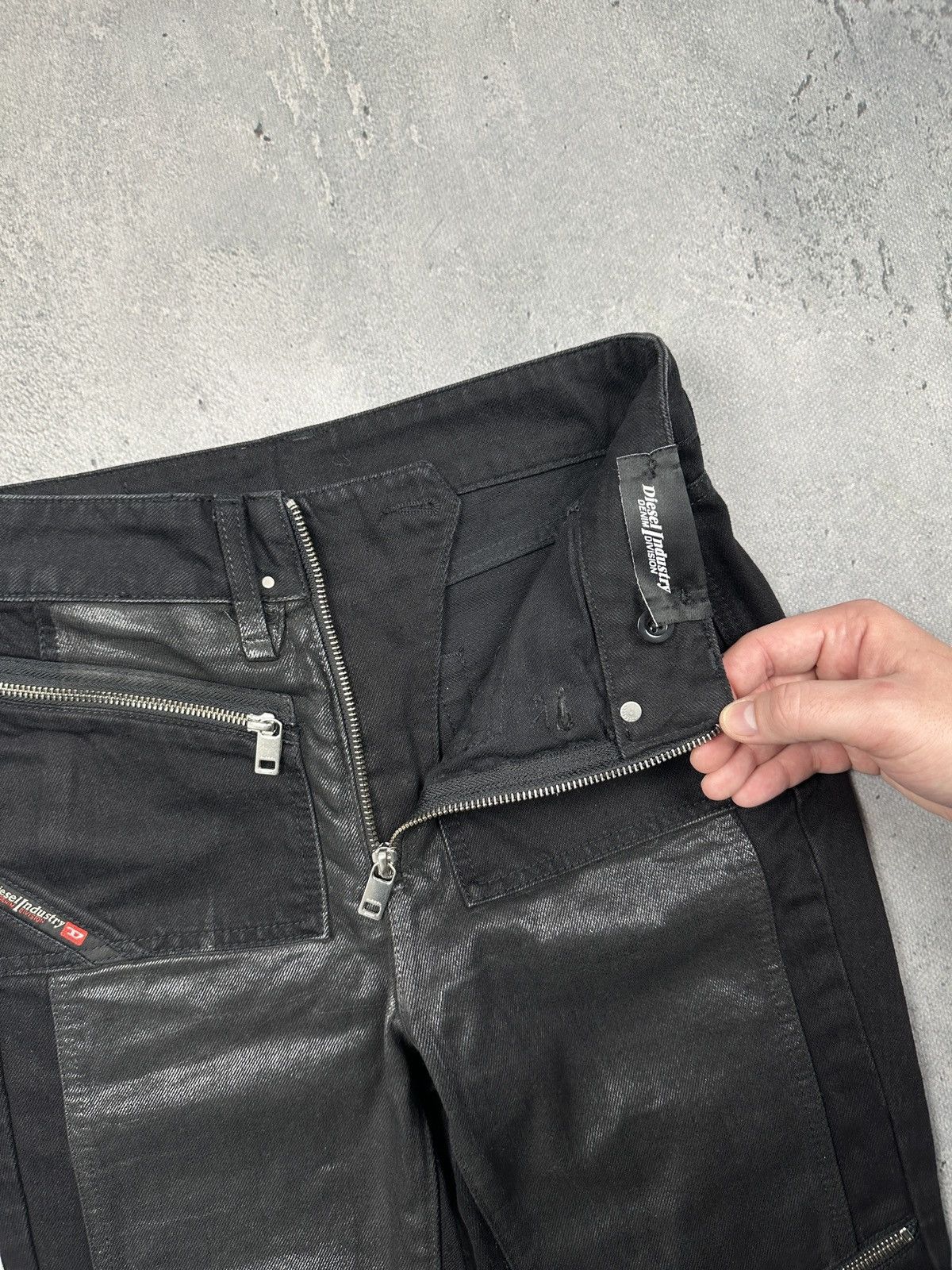 Diesel Diesel Industry Moto Coated Panel Zip Jeans Black Raw Hem Size 27" / US 4 / IT 40 - 10 Thumbnail