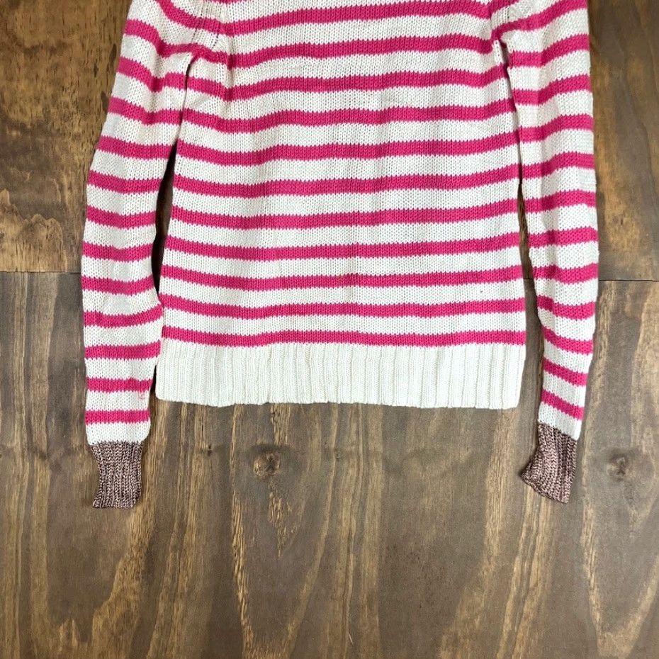 Banana Republic Banana Republic Womens Sweater White Pink Striped Crew Neck Long Sleeve XS Size XS / US 0-2 / IT 36-38 - 3 Thumbnail