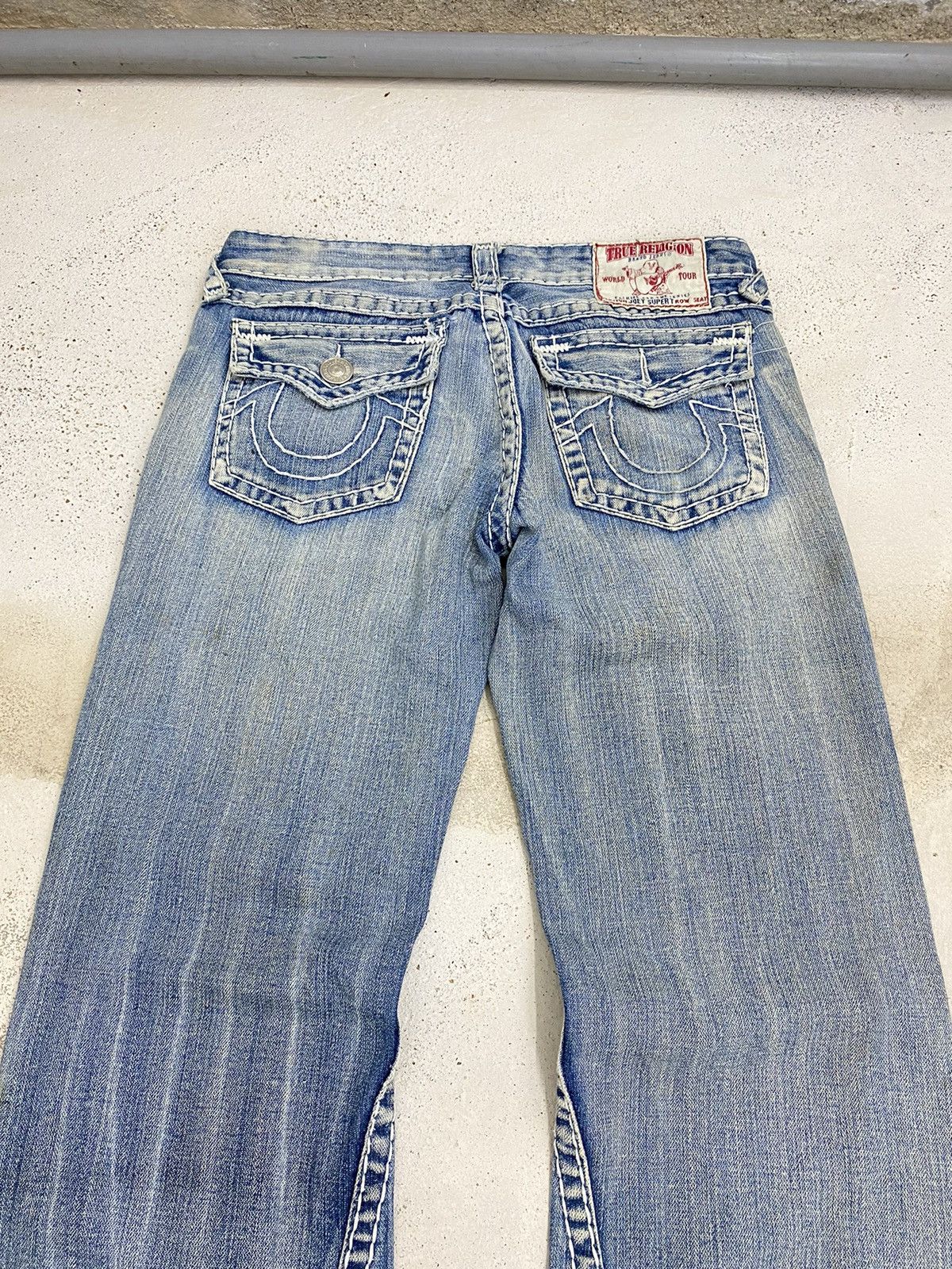 Hysteric Glamour Flare True Religion Japan Light Blue Distressed Denim Size US 31 - 13 Thumbnail