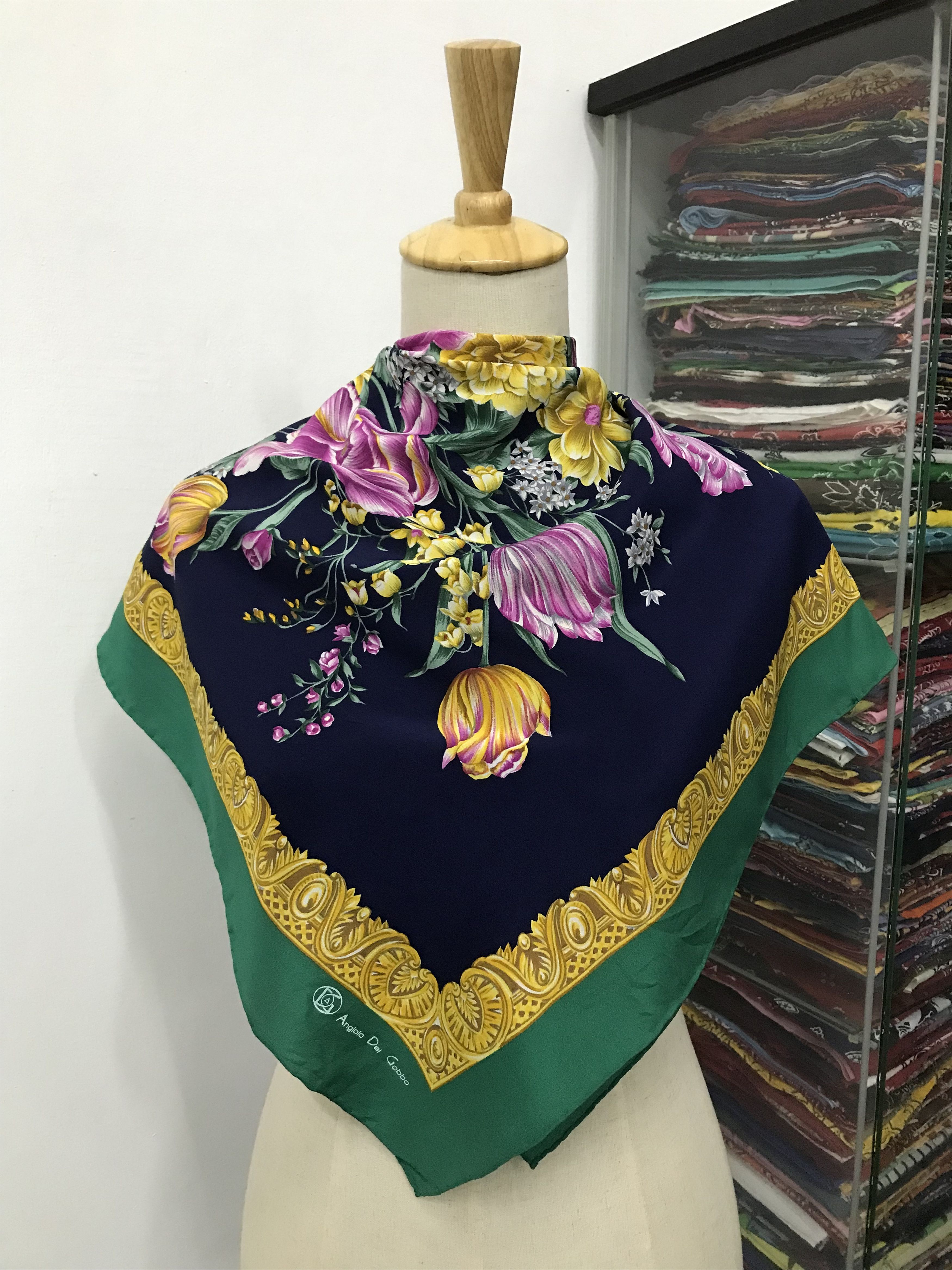 image of Vintage Angiolo Del Gobbo Silk Scarf, Men's