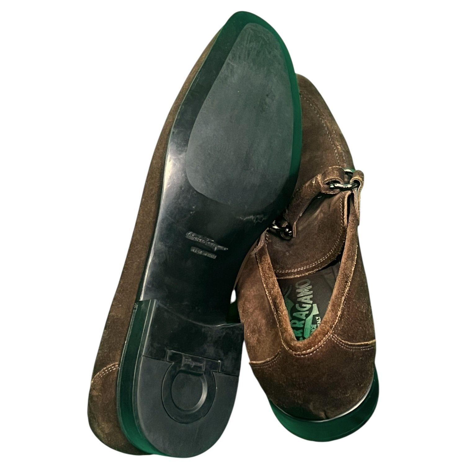 Salvatore Ferragamo Suede Loafers Gancini Bit Brown 10.5 D