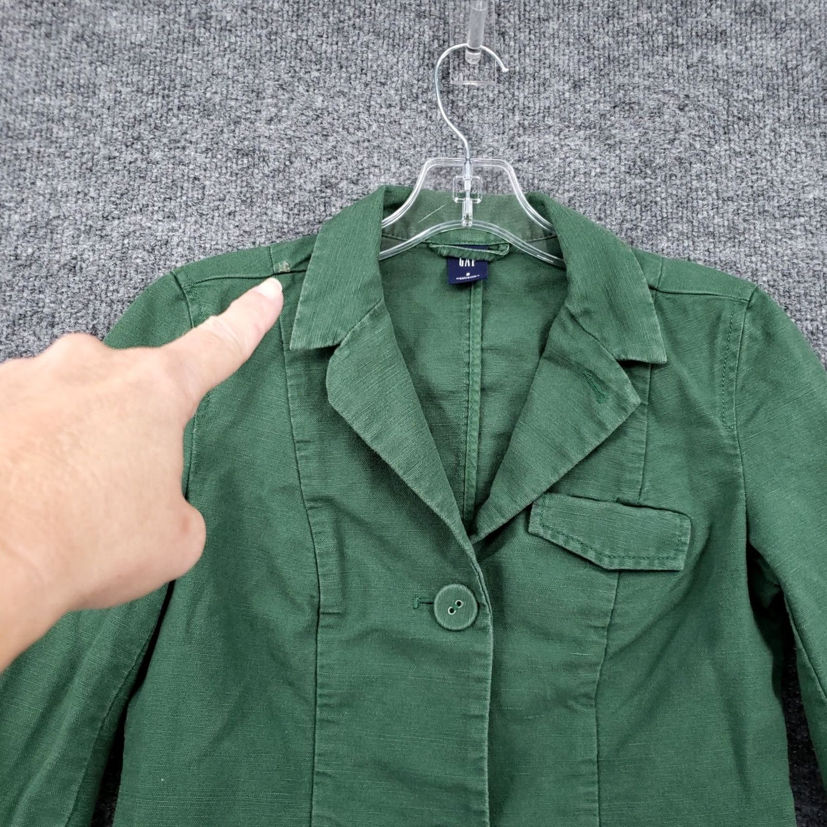 Gap Gap Jacket Womens 2 Green Basic Cropped Single Breasted Two-Button Long Sleeves Shirt Mens Womens Girls Boys Size XS / US 0-2 / IT 36-38 - 7 Thumbnail