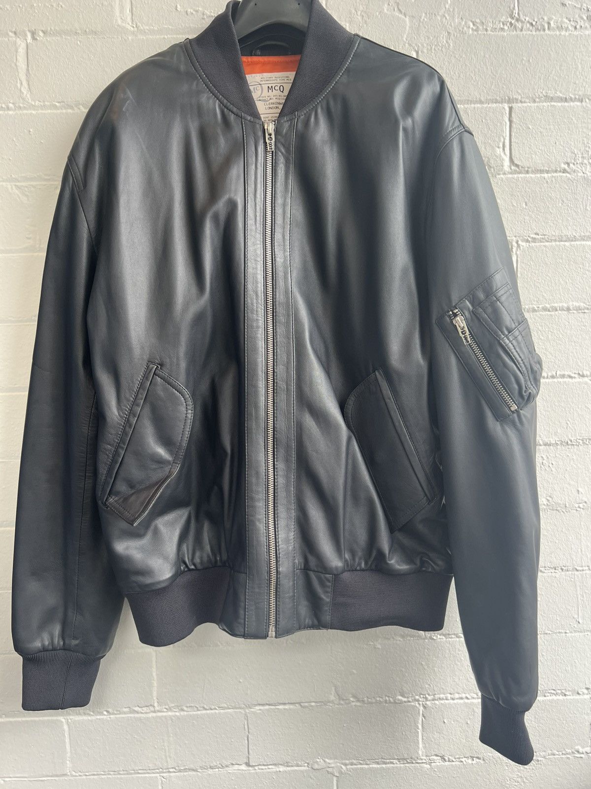 Alexander McQueen Pure leather, navy blue Alexander McQueen bomber jacket Size US M / EU 48-50 / 2 - 1 Thumbnail