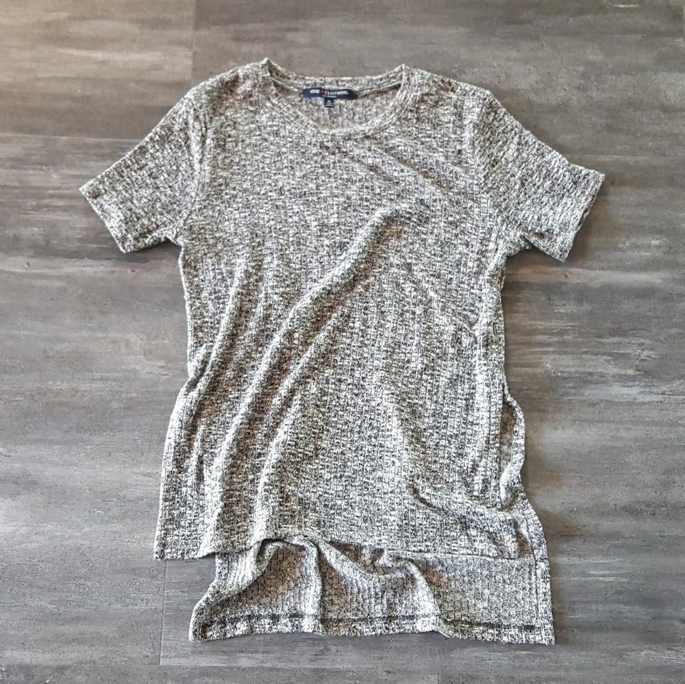 Plus One Clothing Grey Black Speckled High Low Short Sleeve Size S / US 4 / IT 40 - 1 Thumbnail