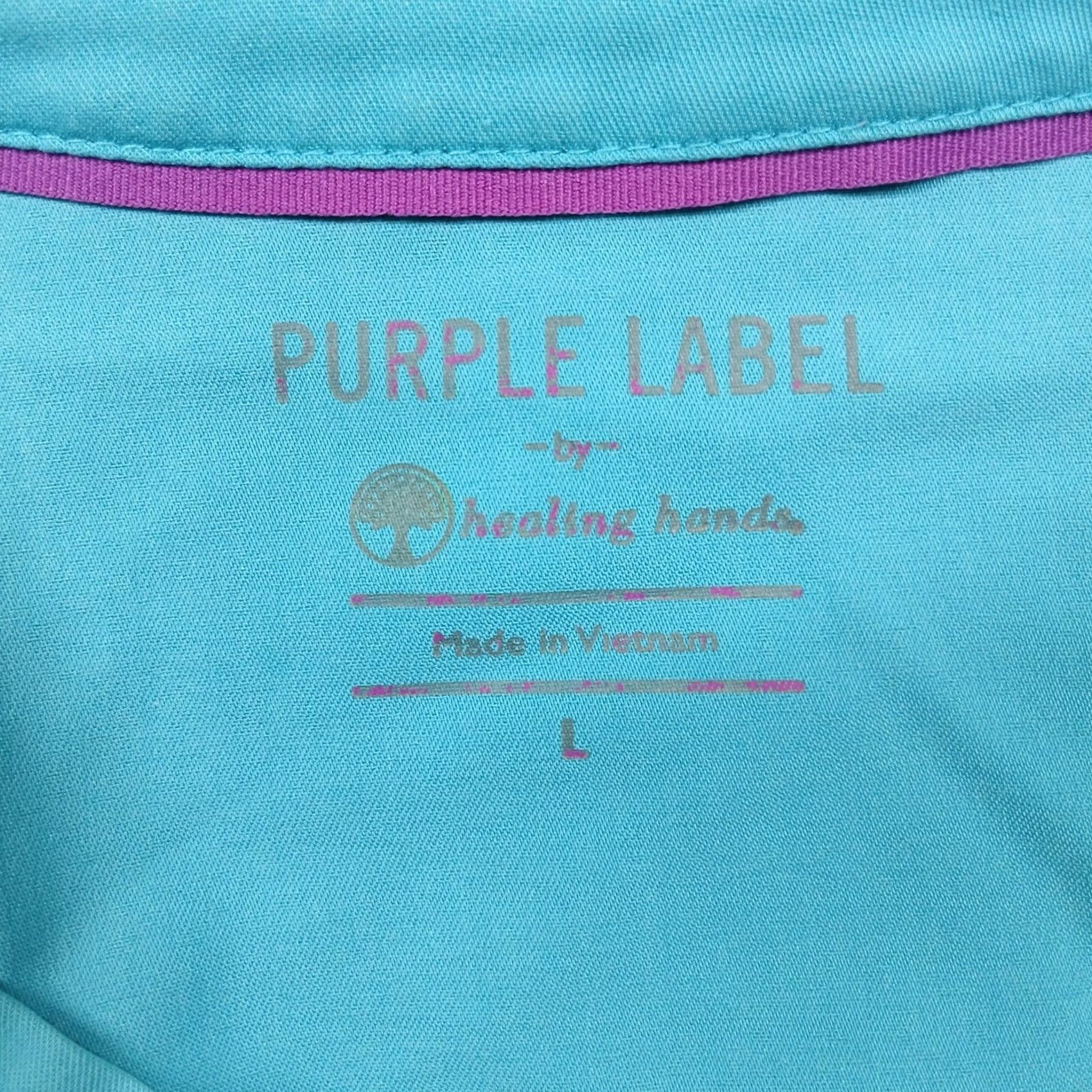 AQUA Healing Hands Purple Label Women's L Scrub Top V-Neck 3 Pocket Aqua Blue Thrive Teal Nursing Medical Workwear - Womens Size L / US 10 / IT 46 - 3 Thumbnail