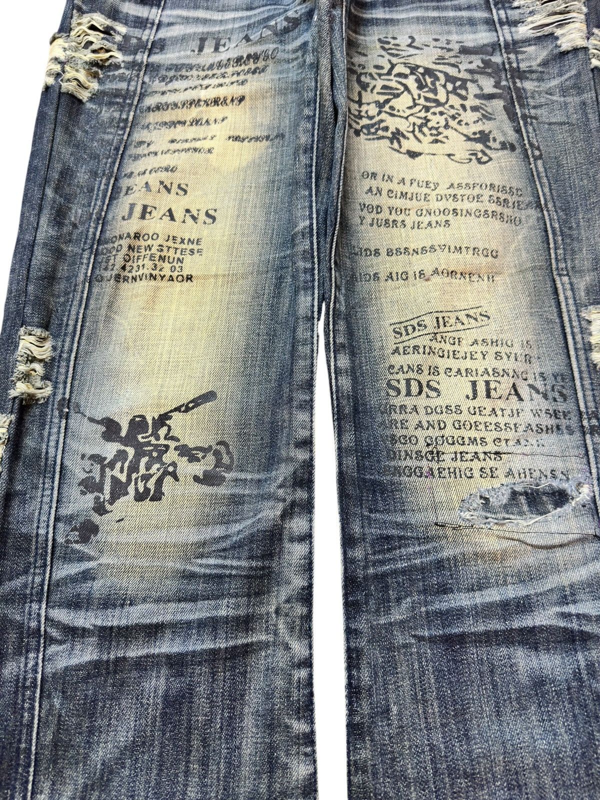 Tornado Mart Vintage T.S.L Jeans Campus Crew Baggy Embellished Poem Denim Size US 31 - 3 Thumbnail