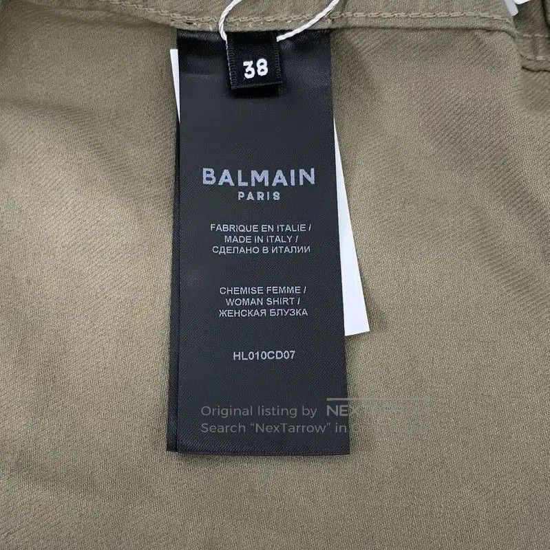 Balmain Balmain Short-Sleeve Cotton Shirt in Brown Green . Size S / US 4 / IT 40 - 7 Thumbnail