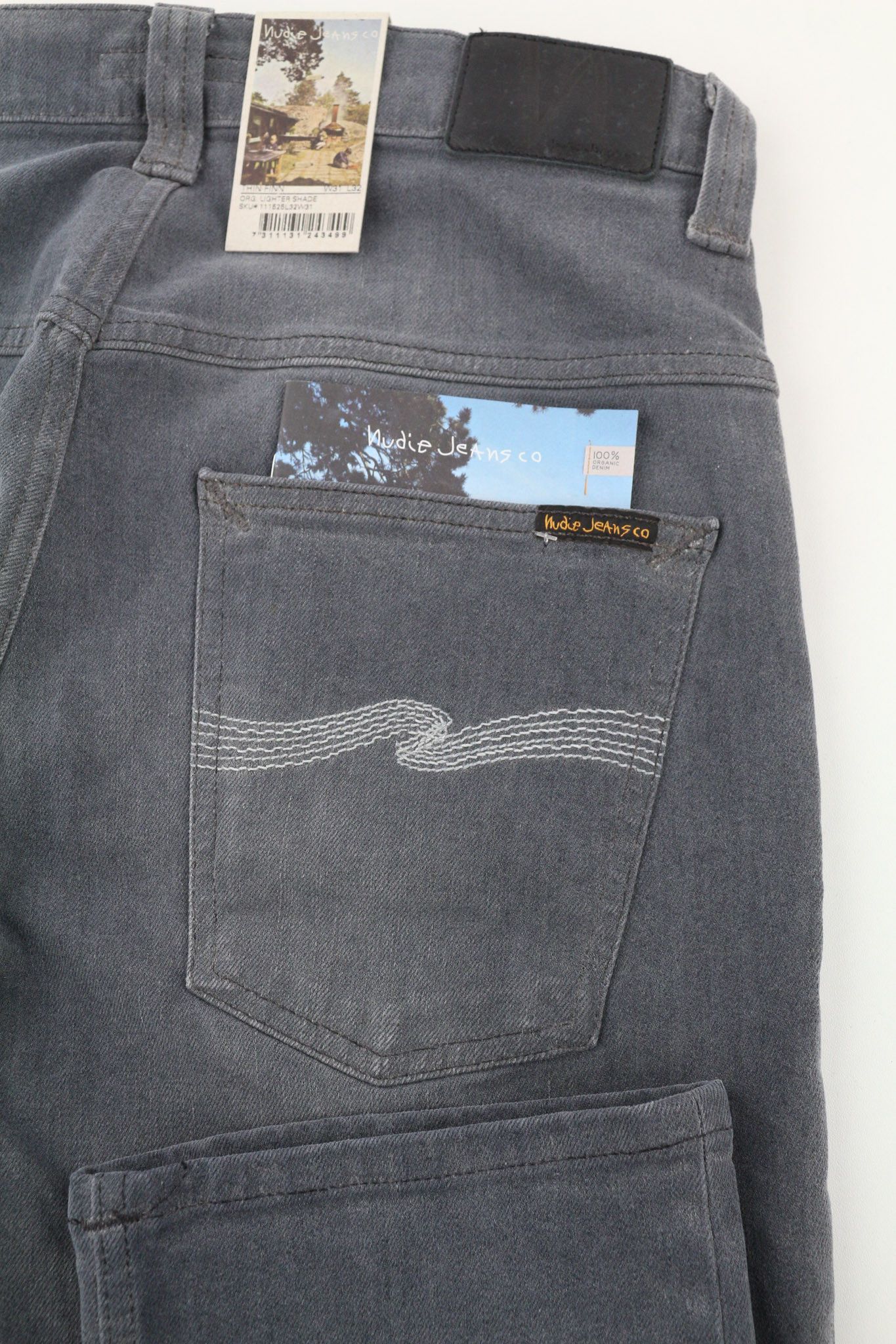Nudie Jeans THIN FINN W31/L32 Slim Grey Cotton Stretch Jeans 80638 Size US 31 - 5 Thumbnail