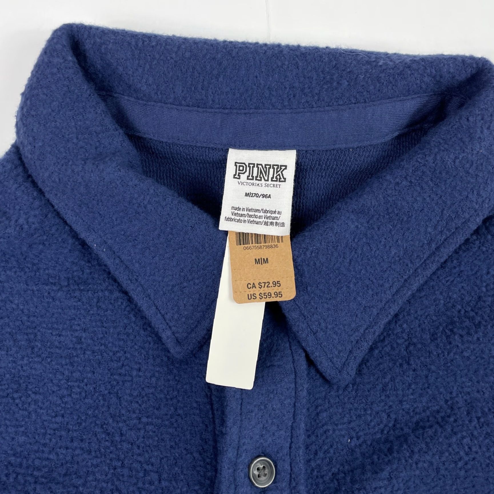 Victoria's Secret Viktorias Secret PINK Shirt Womens Medium Blue Fleece Button Up Cozy Ski Camping Size M / US 6-8 / IT 42-44 - 6 Thumbnail