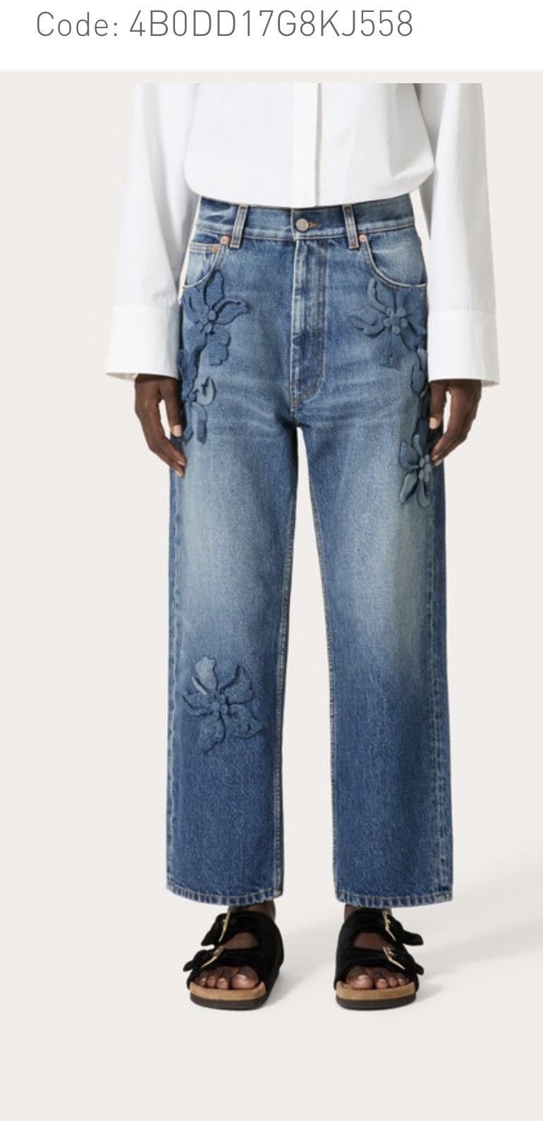 Valentino o1s1wg110625 Embroidered Denim Trousers in Medium Blue Size 27" / US 4 / IT 40 - 1 Thumbnail