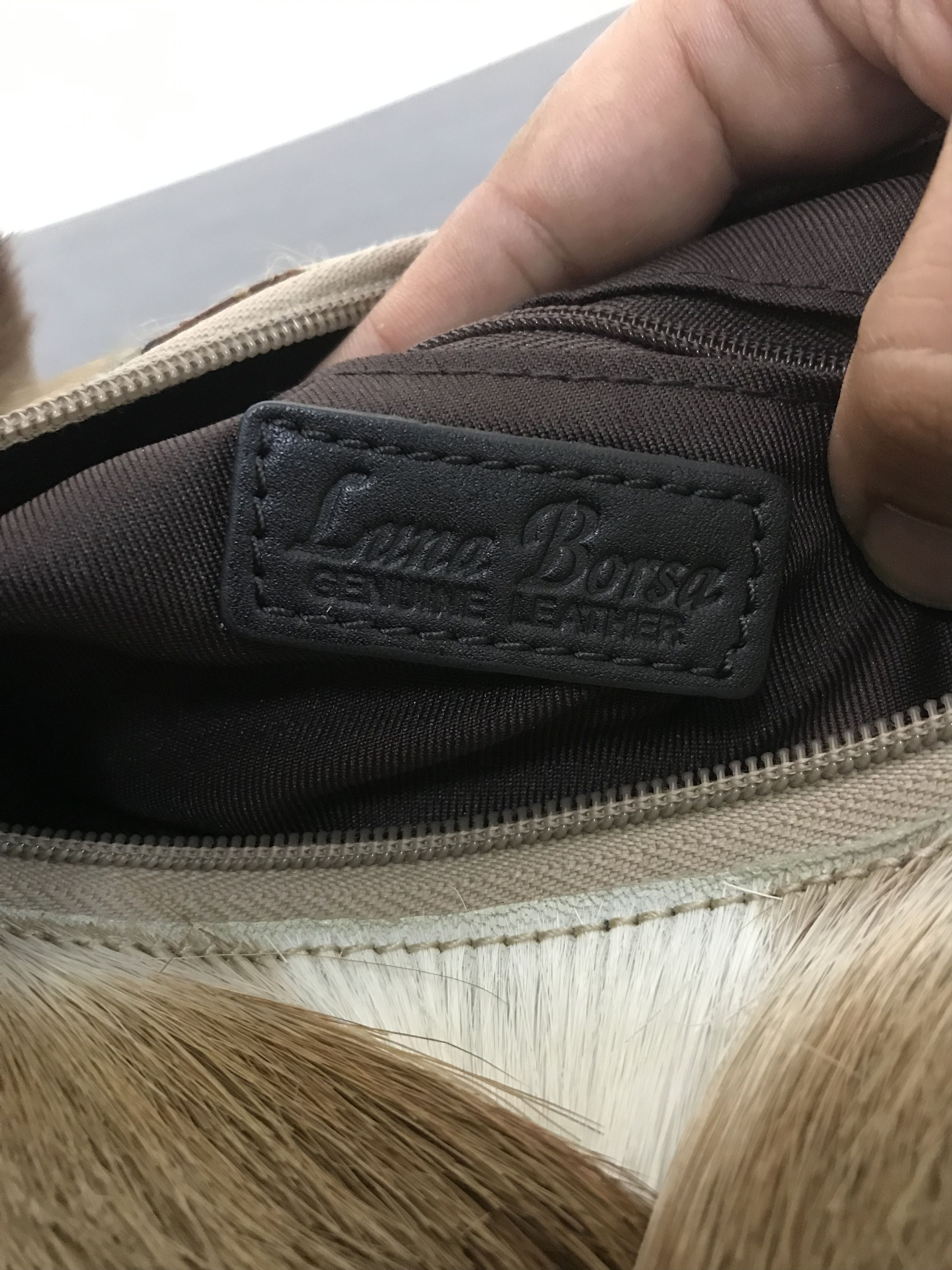 Genuine Leather Luna Borsa Genuine Leather Mink Fir Handbag Size ONE SIZE - 11 Thumbnail