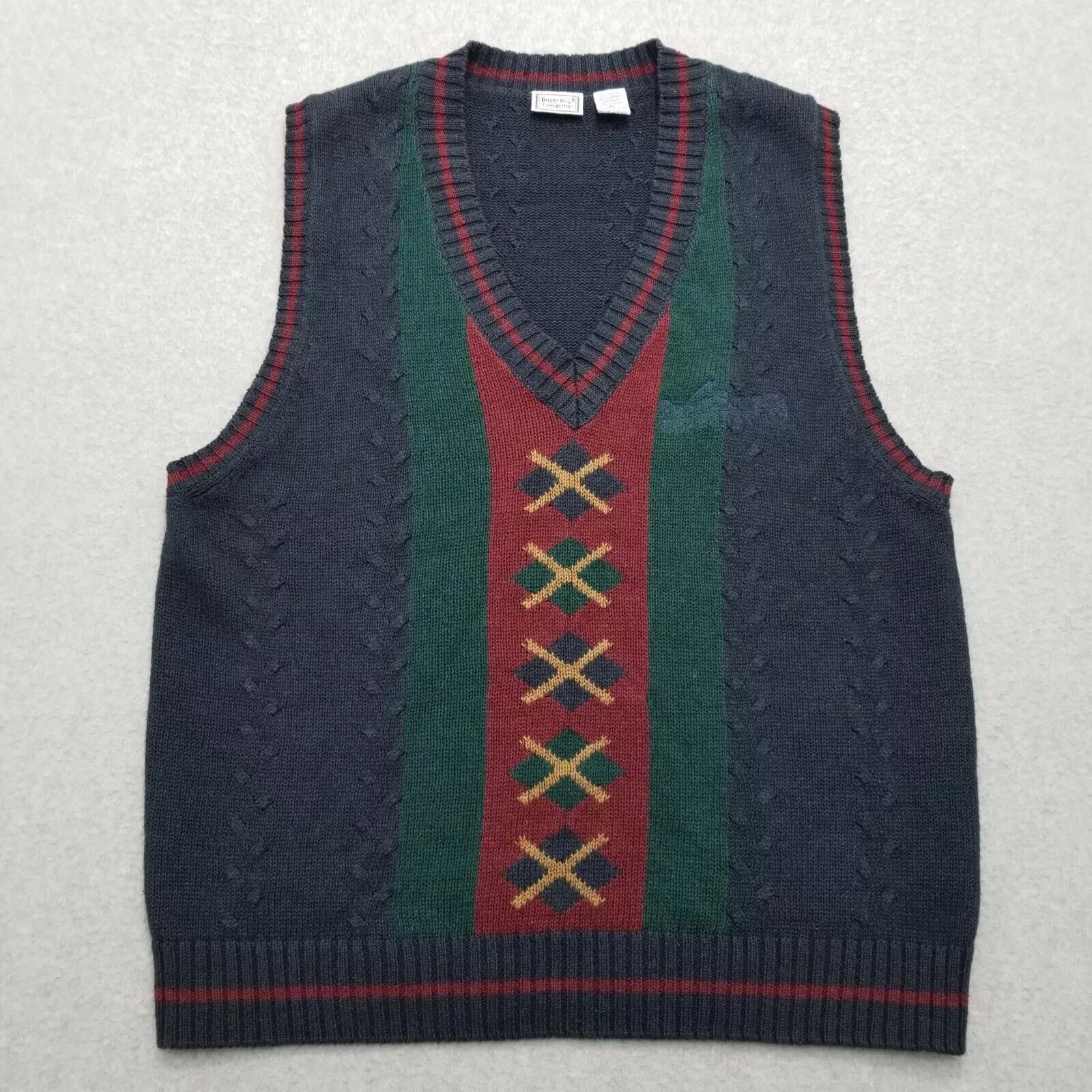 Bugle Boy Bugle Boy Sweater Men XL Blue Red Green Vest Pullover V Neck Size US XL / EU 56 / 4 - 1 Thumbnail