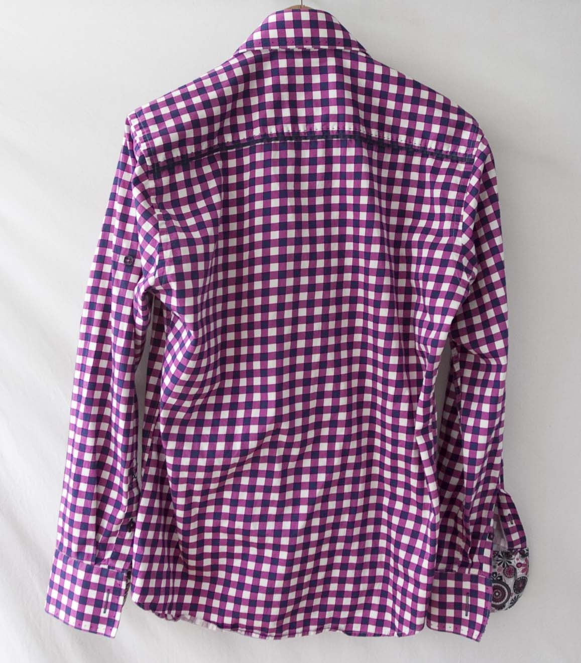 Au Noir Au Noir Shirt Cufflink Size 3/M Plaid Purple/ Blue Size US M / EU 48-50 / 2 - 7 Thumbnail